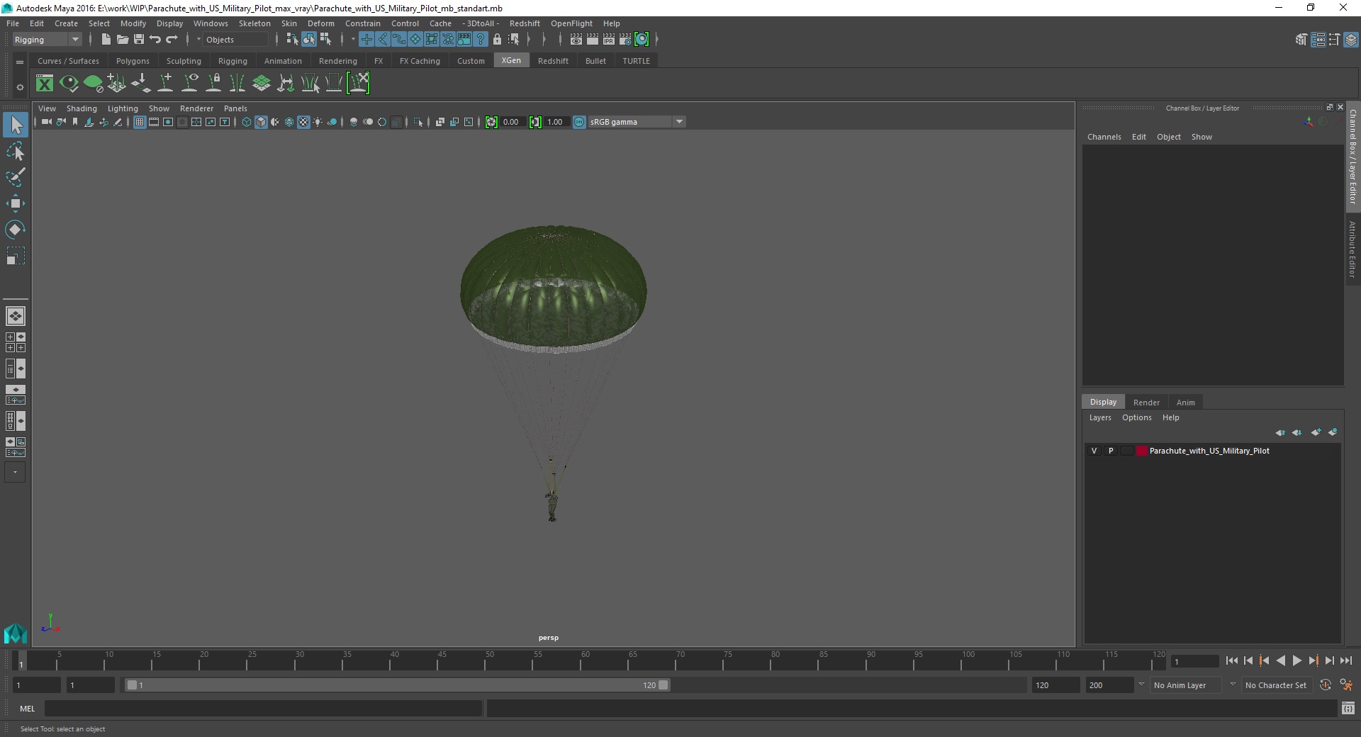 Parachute with US Military Pilot 3D