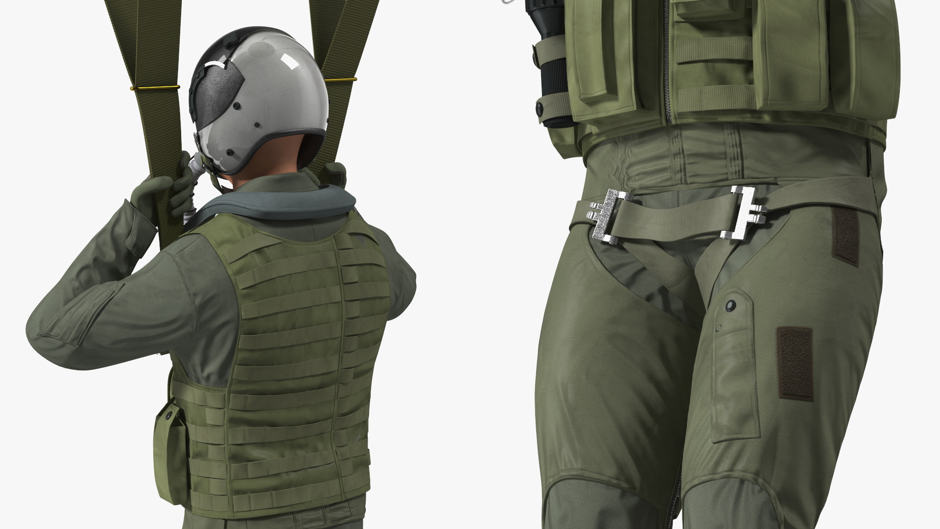 Parachute with US Military Pilot 3D