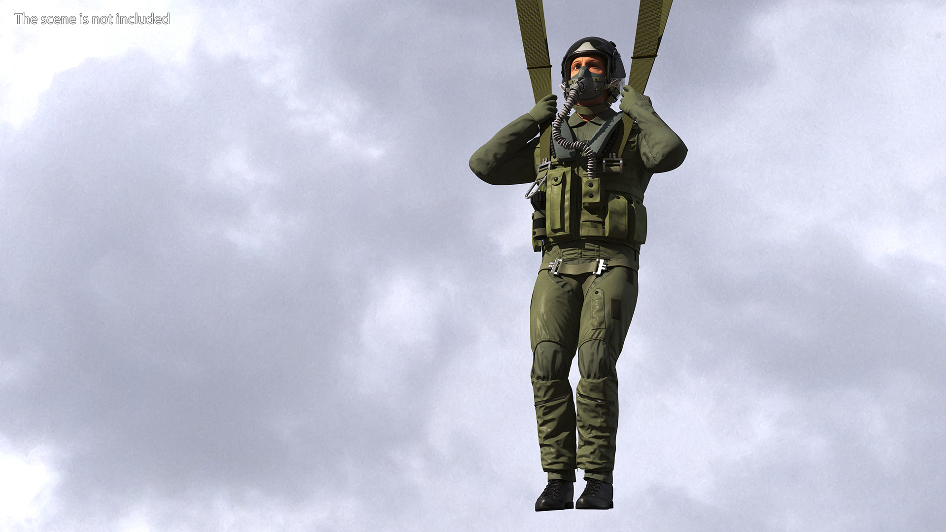 Parachute with US Military Pilot 3D