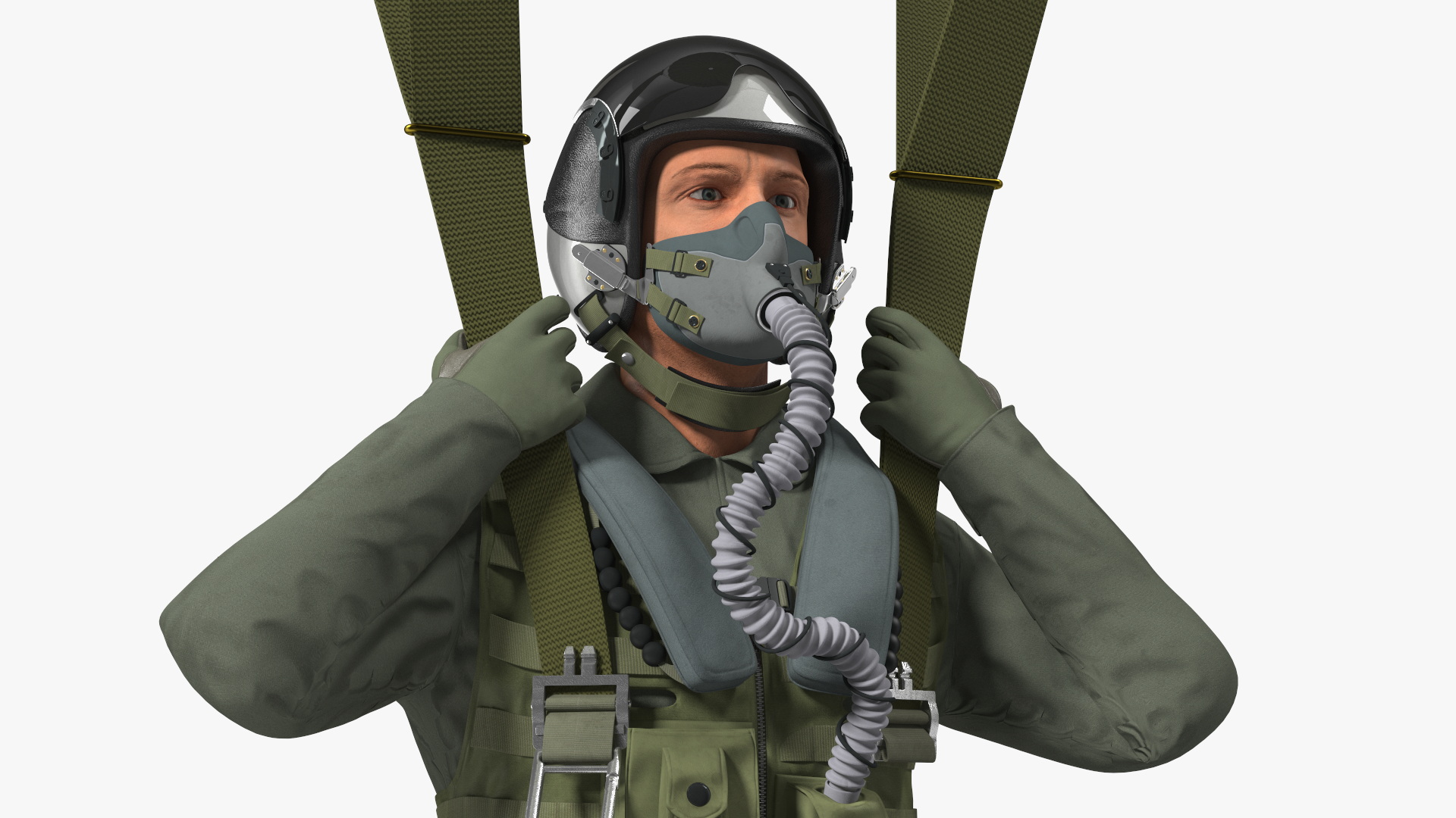 Parachute with US Military Pilot 3D