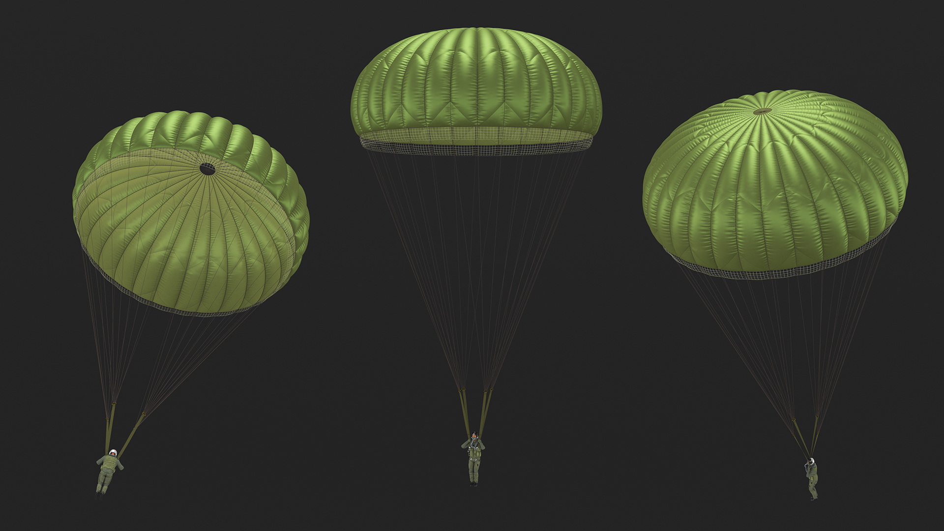Parachute with US Military Pilot 3D