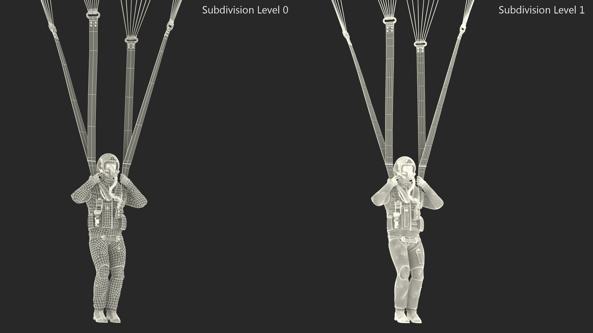 Parachute with US Military Pilot 3D