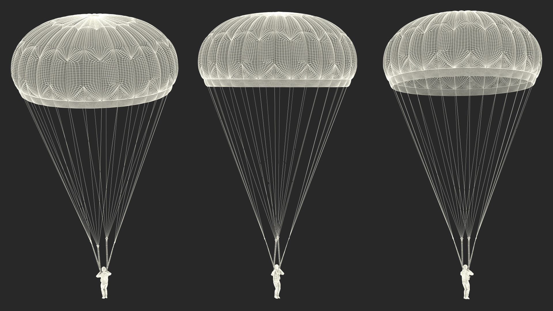 Parachute with US Military Pilot 3D