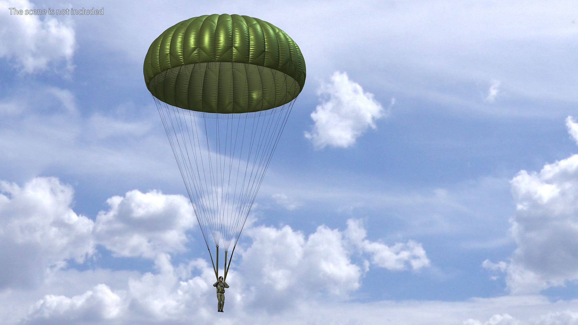 Parachute with US Military Pilot 3D