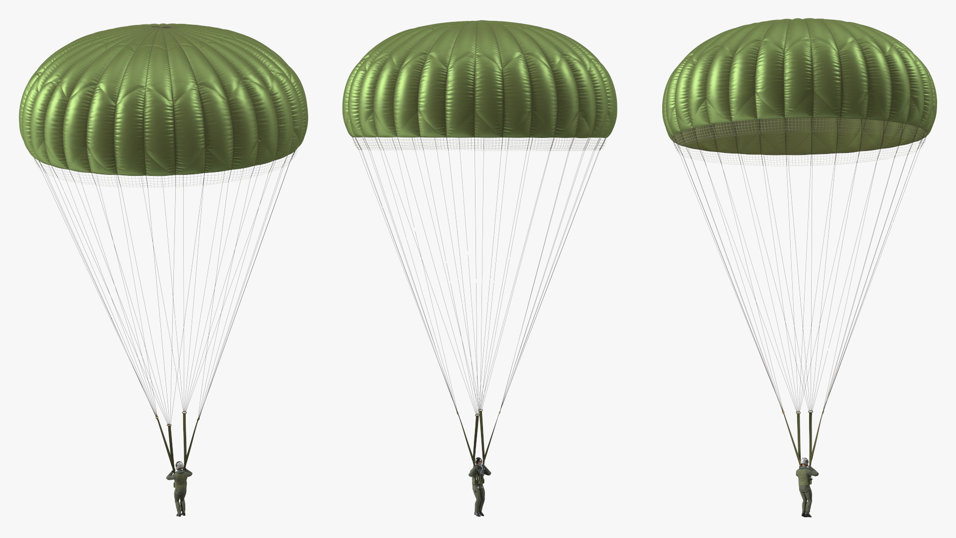 Parachute with US Military Pilot 3D