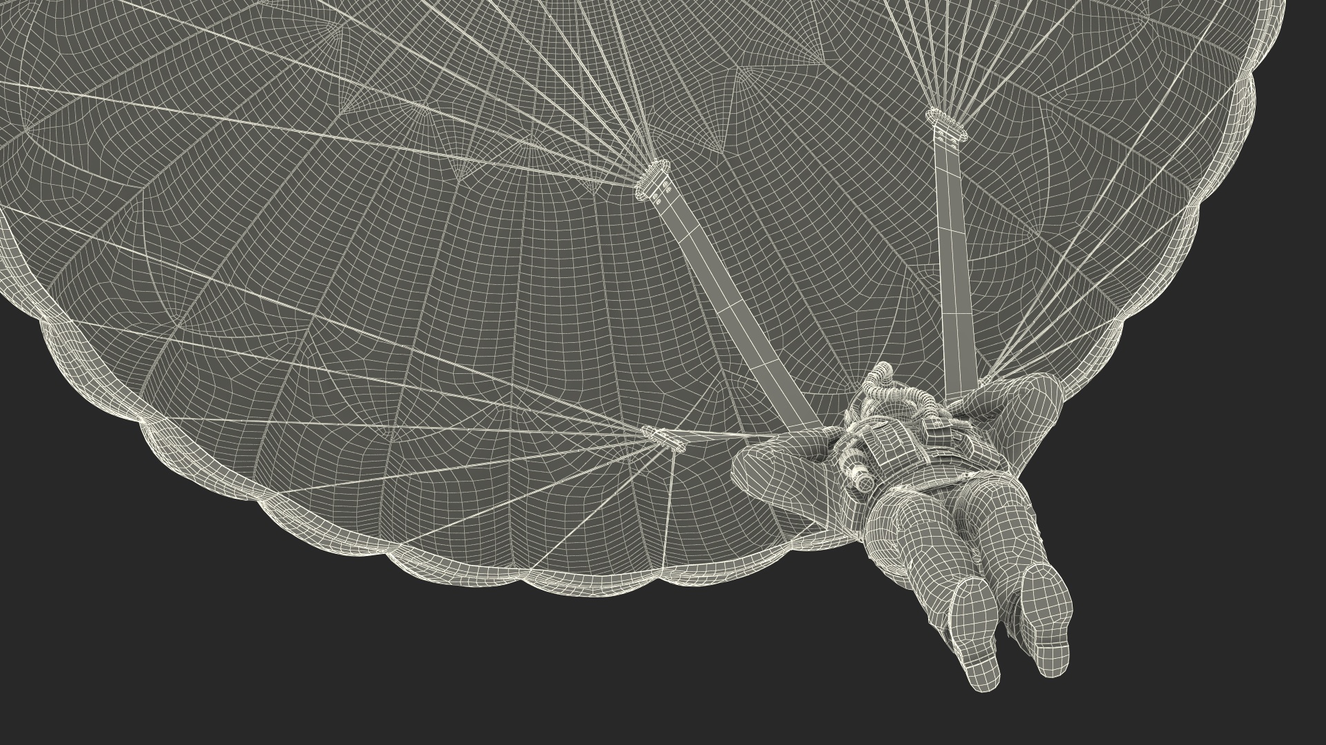 Parachute with US Military Pilot 3D