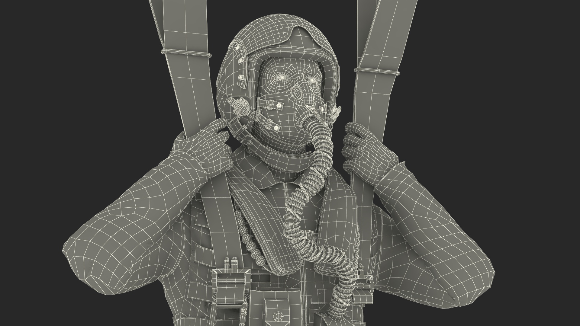 Parachute with US Military Pilot 3D