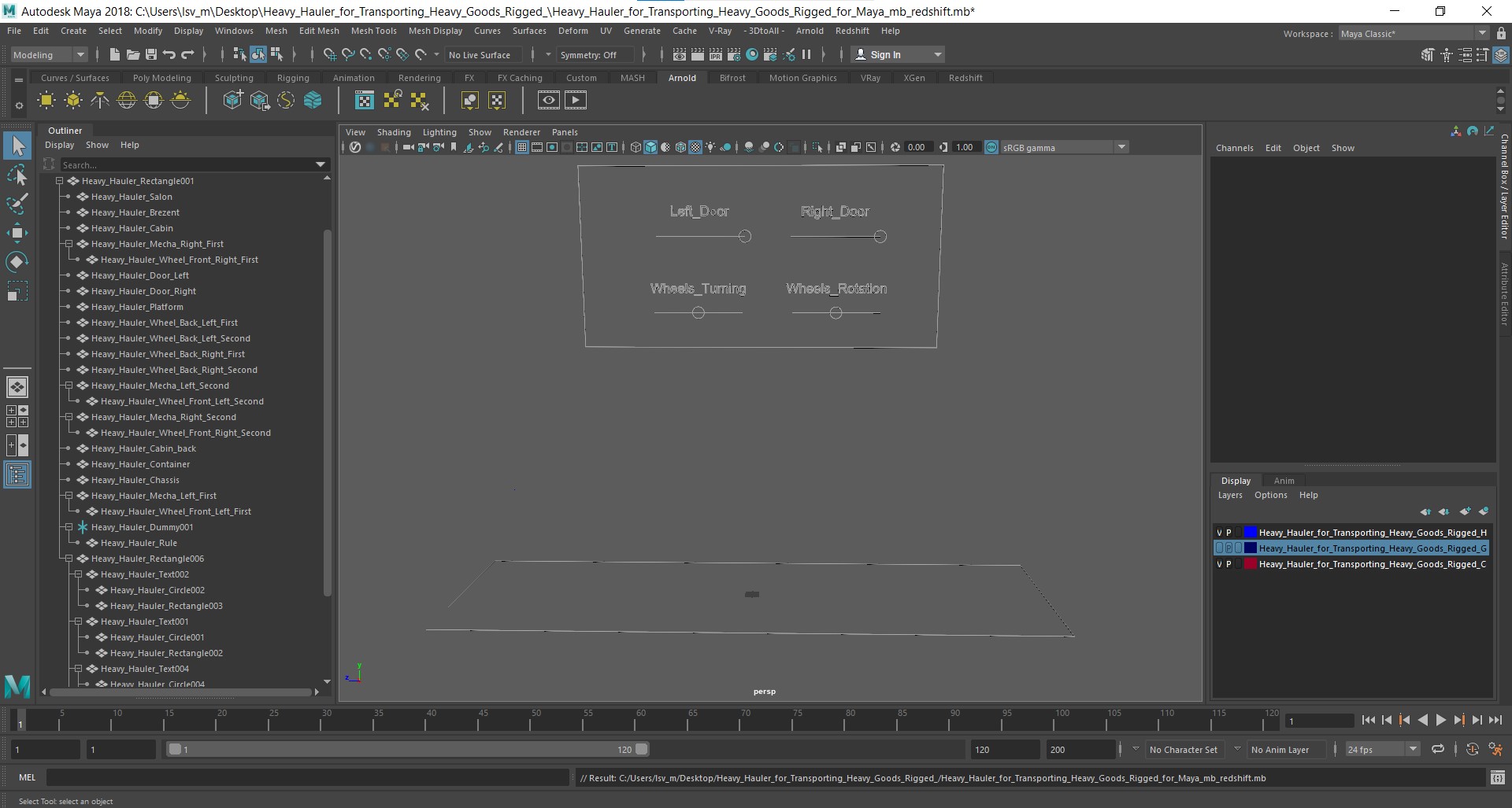 Heavy Hauler for Transporting Heavy Goods Rigged for Maya 3D