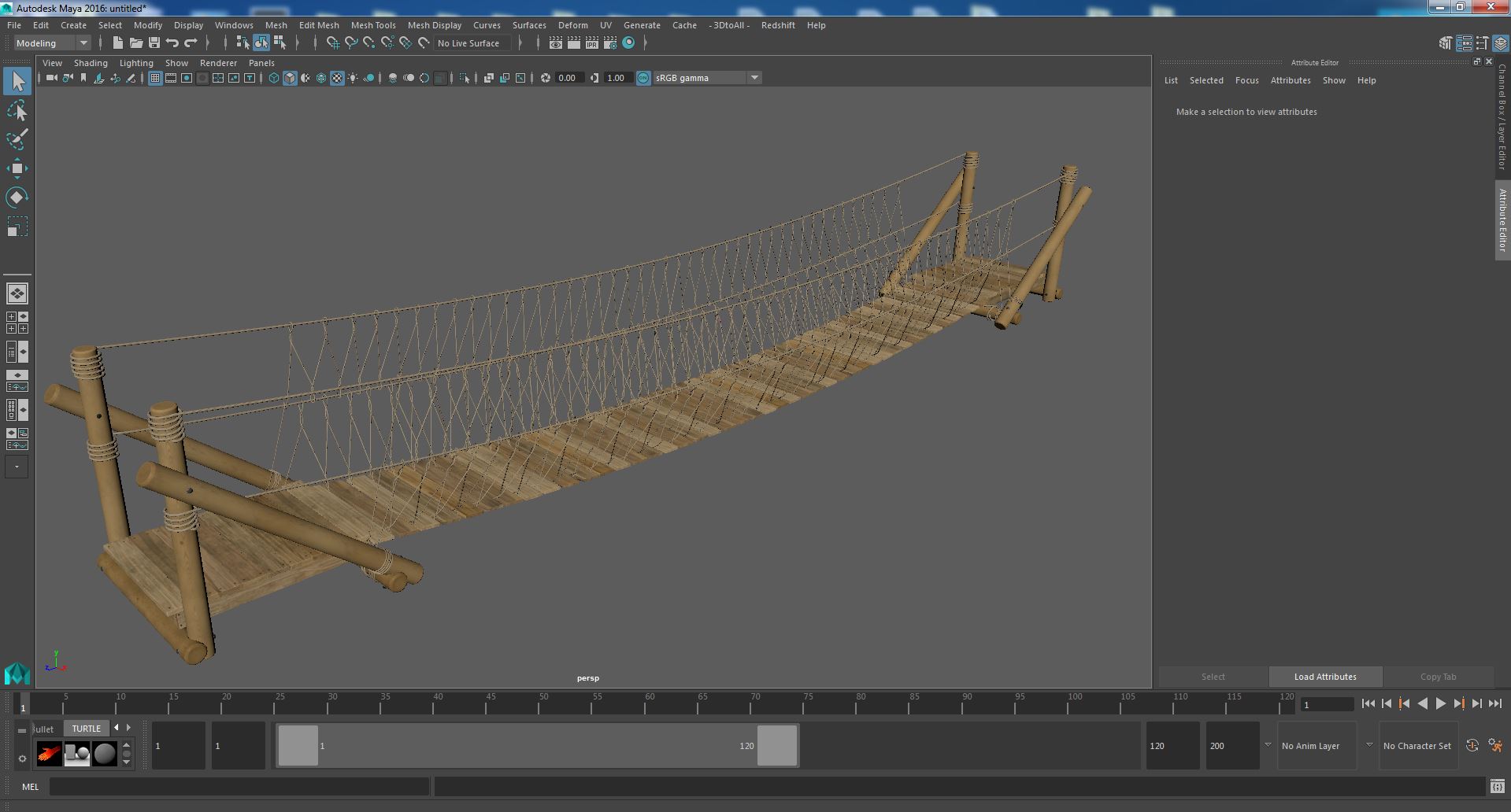 3D Medium Rope Bridge model