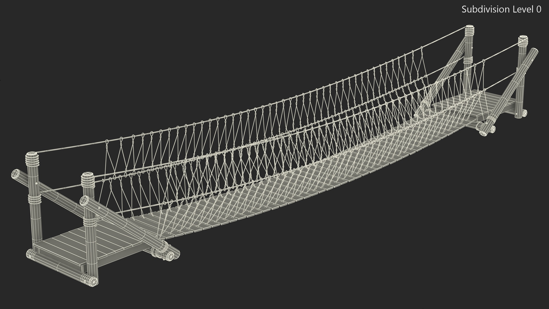 3D Medium Rope Bridge model