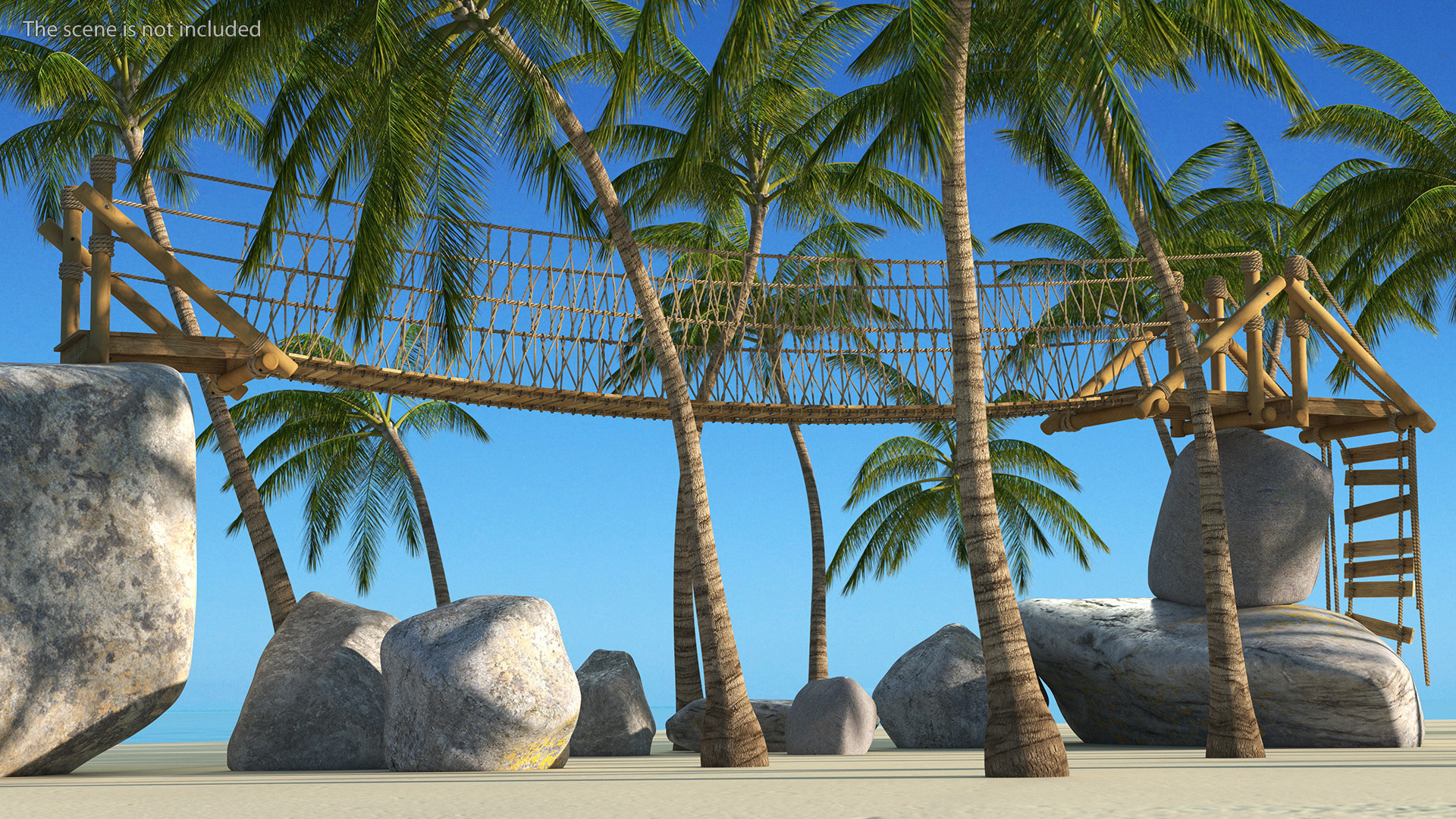 3D Medium Rope Bridge model