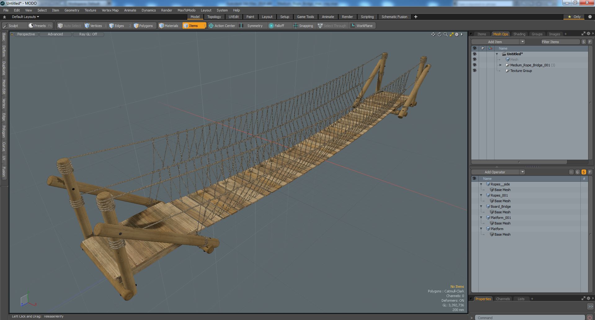 3D Medium Rope Bridge model