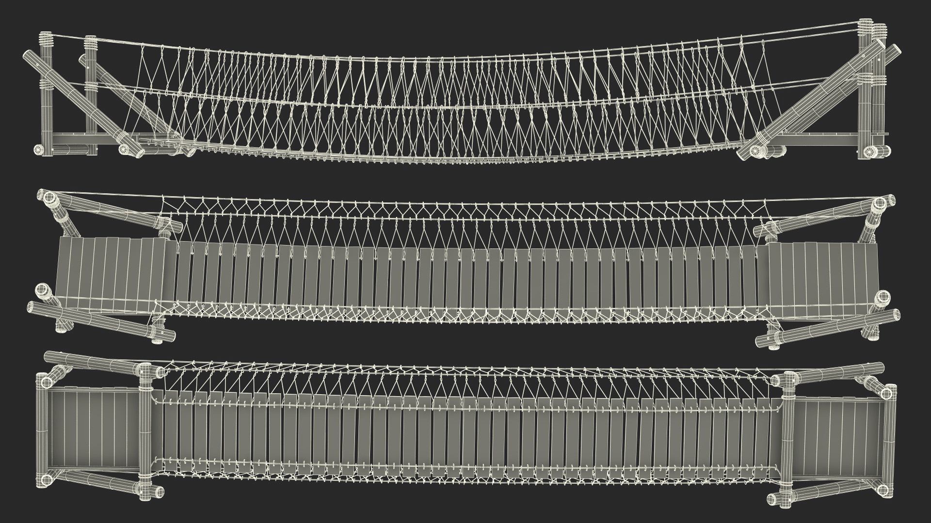 3D Medium Rope Bridge model