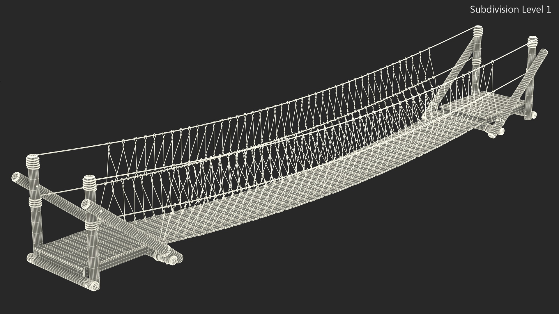 3D Medium Rope Bridge model