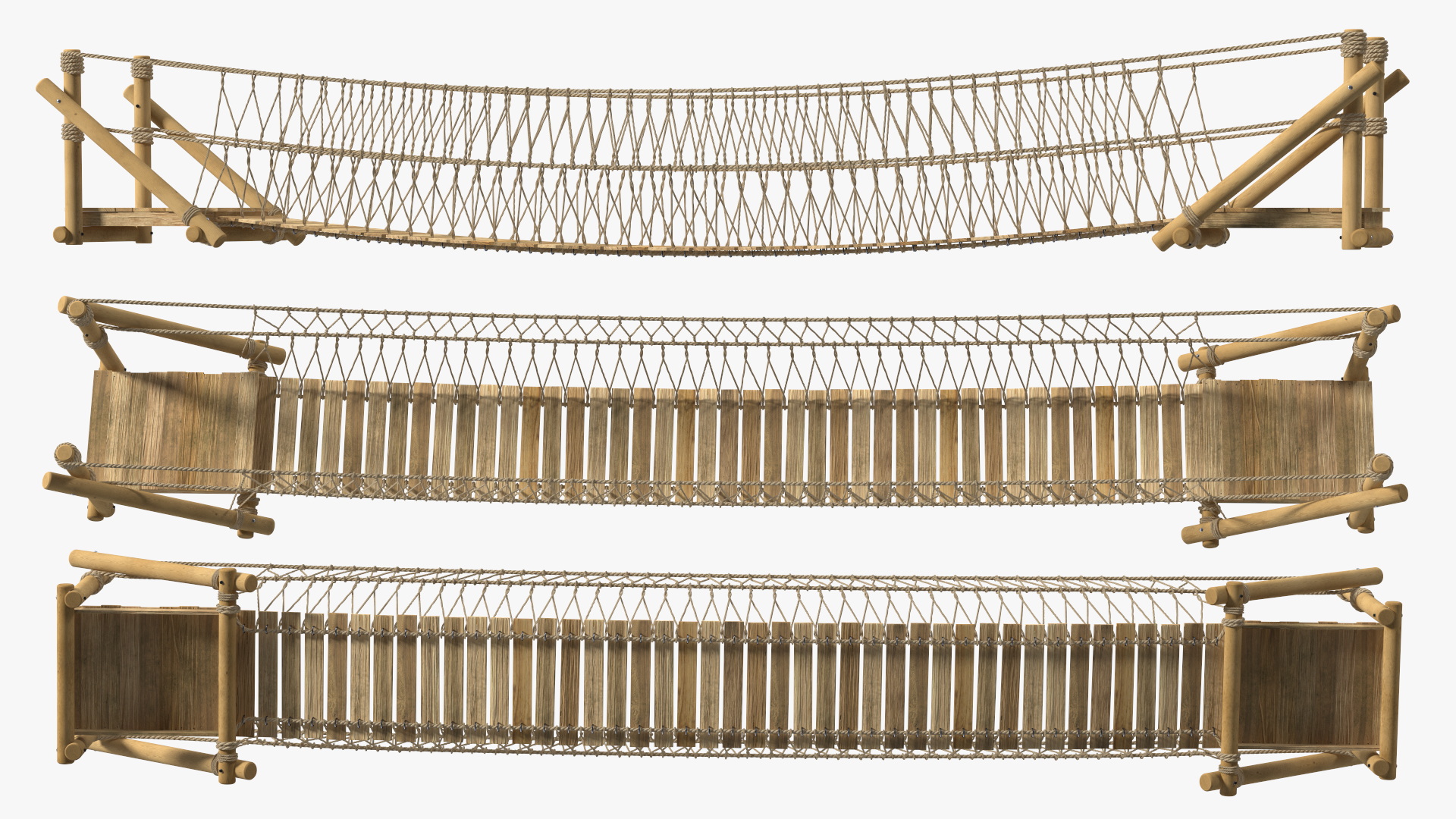 3D Medium Rope Bridge model