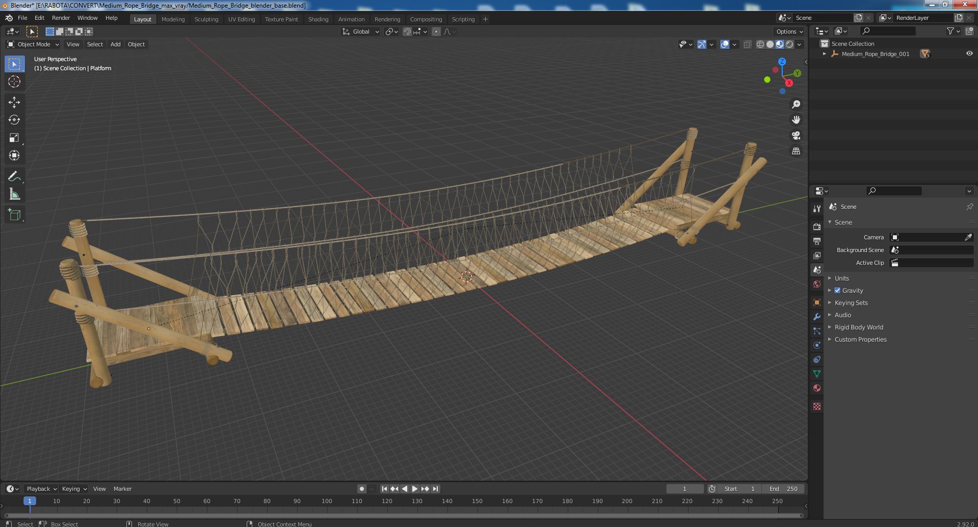 3D Medium Rope Bridge model