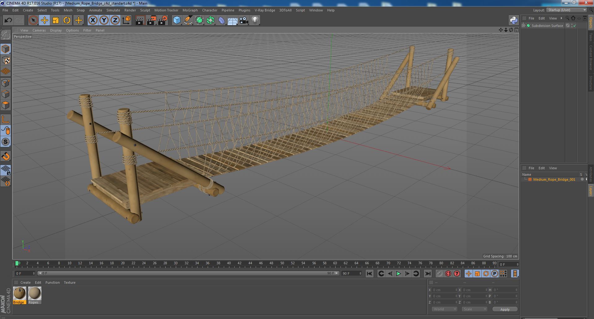 3D Medium Rope Bridge model
