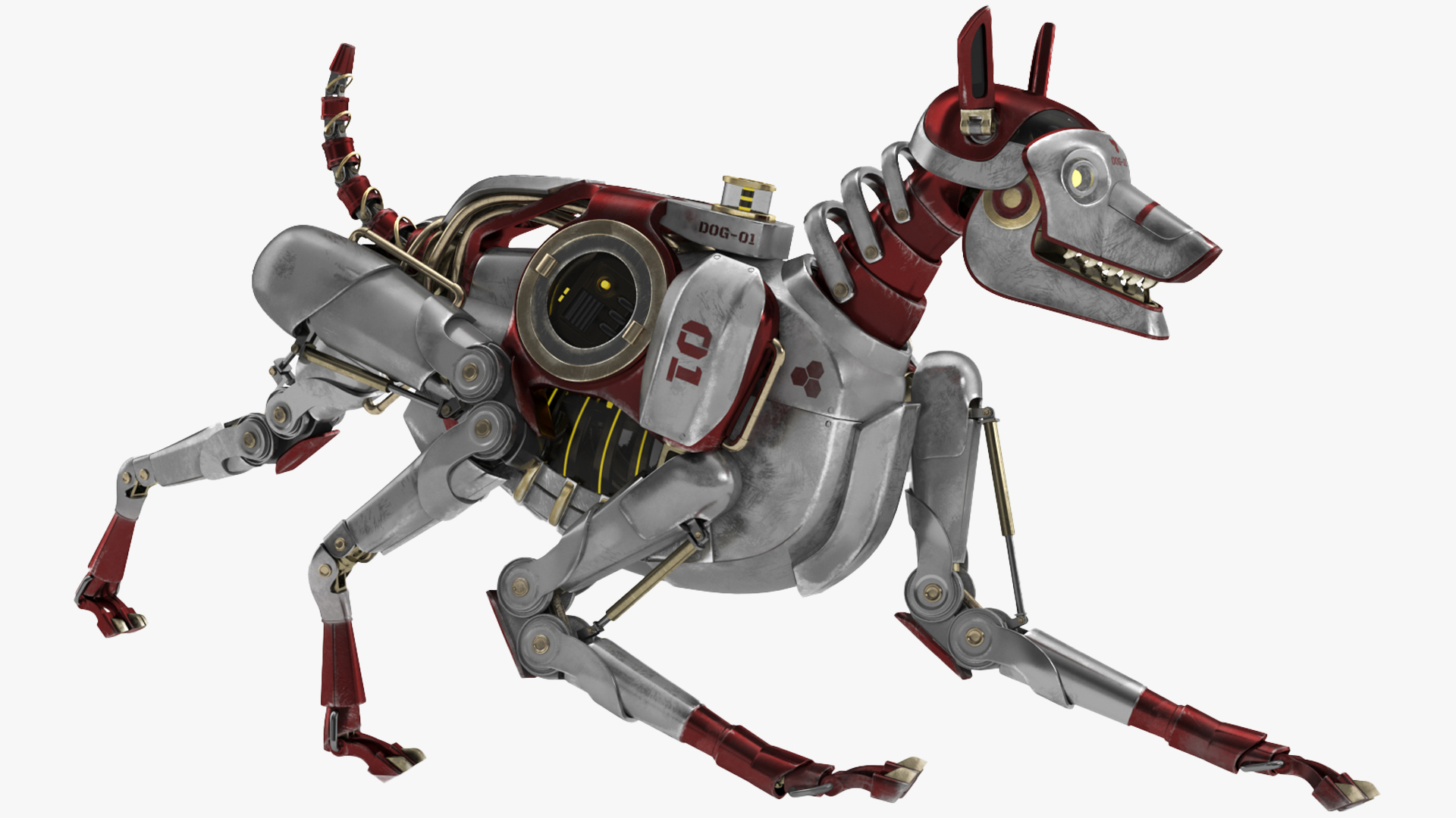 3D Futuristic Robotic Dog Concept Rigged for Cinema 4D