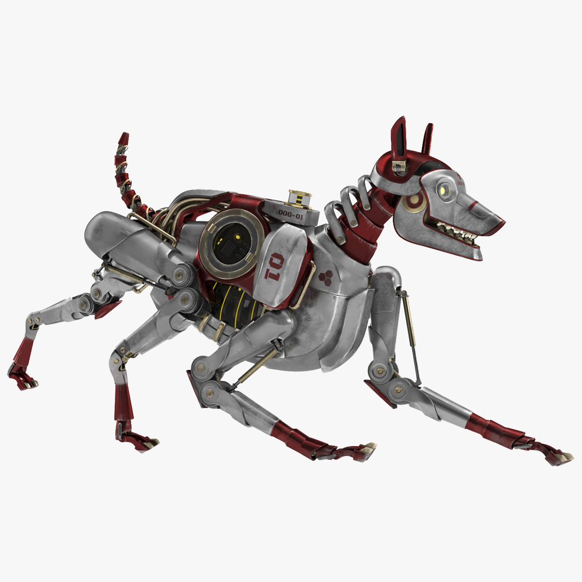 3D Futuristic Robotic Dog Concept Rigged for Cinema 4D