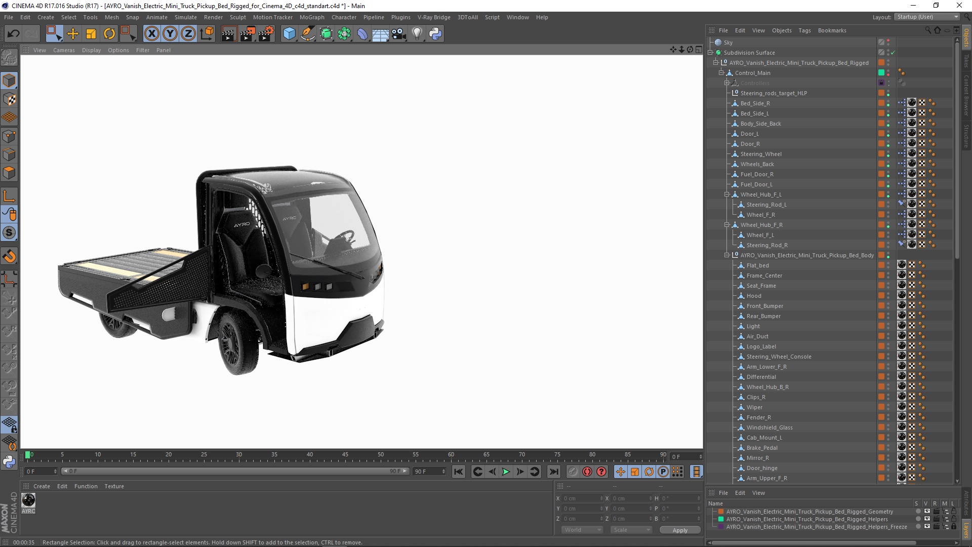 3D AYRO Vanish Electric Mini Truck Pickup Bed Rigged for Cinema 4D model