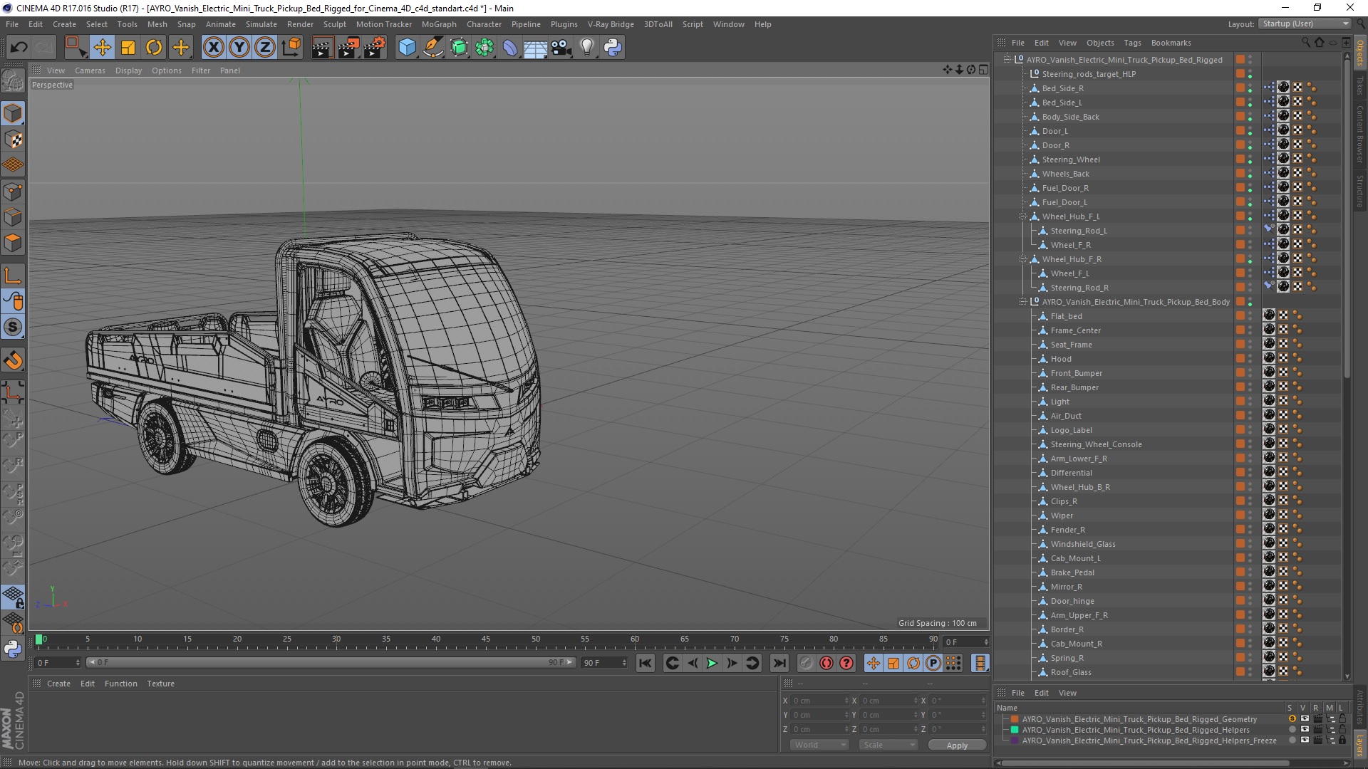 3D AYRO Vanish Electric Mini Truck Pickup Bed Rigged for Cinema 4D model