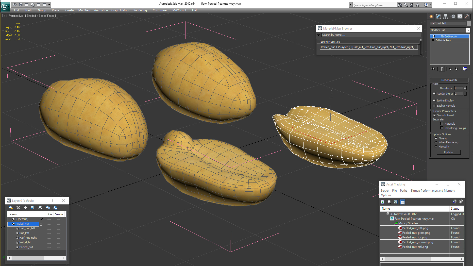 3D Raw Peeled Peanuts model