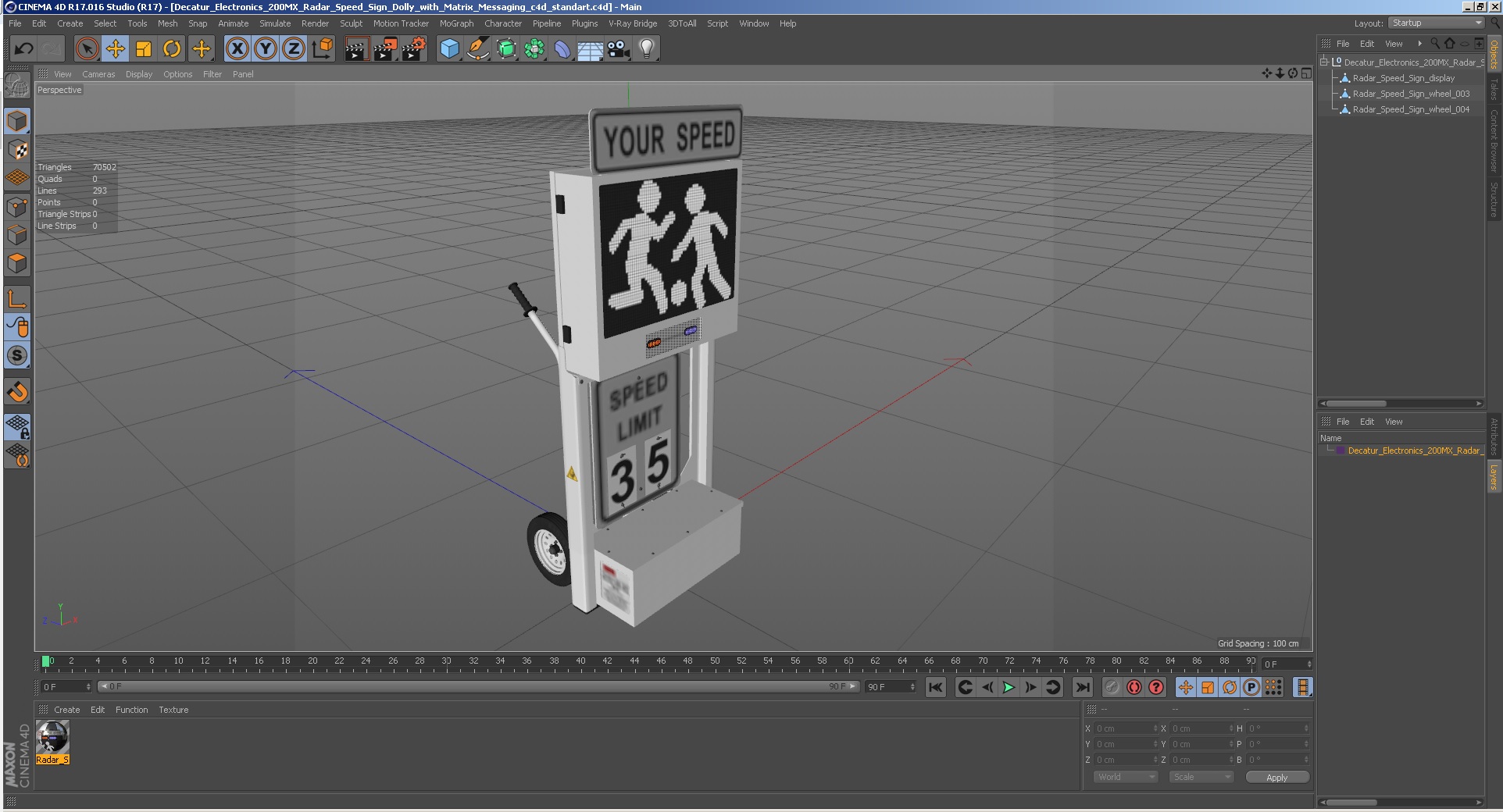 3D model Decatur Electronics 200MX Radar Speed Sign Dolly with Matrix Messaging
