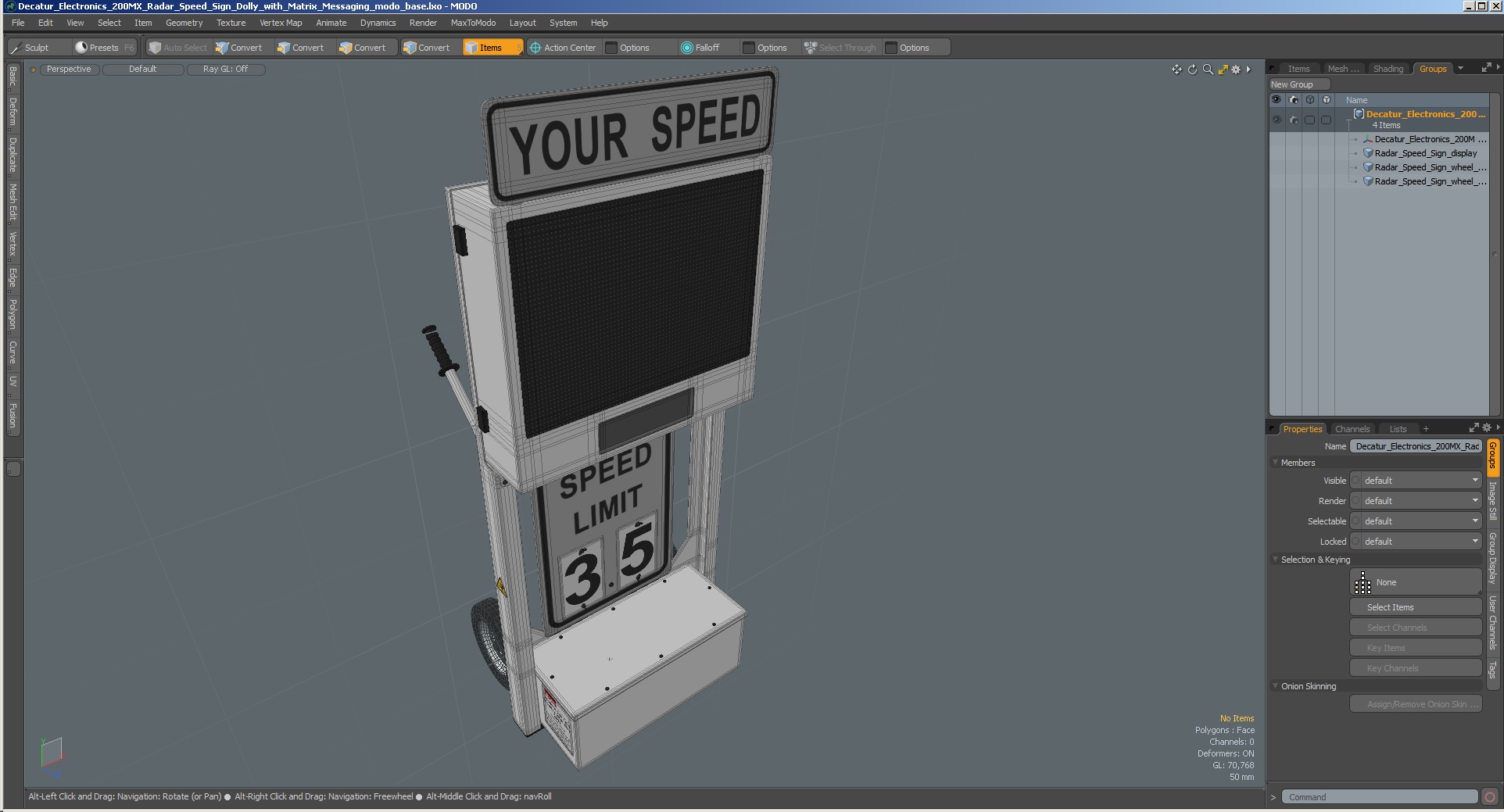 3D model Decatur Electronics 200MX Radar Speed Sign Dolly with Matrix Messaging