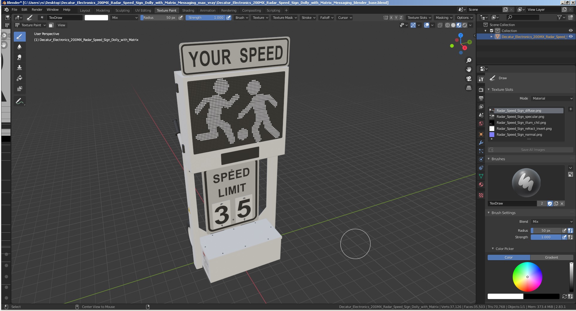 3D model Decatur Electronics 200MX Radar Speed Sign Dolly with Matrix Messaging