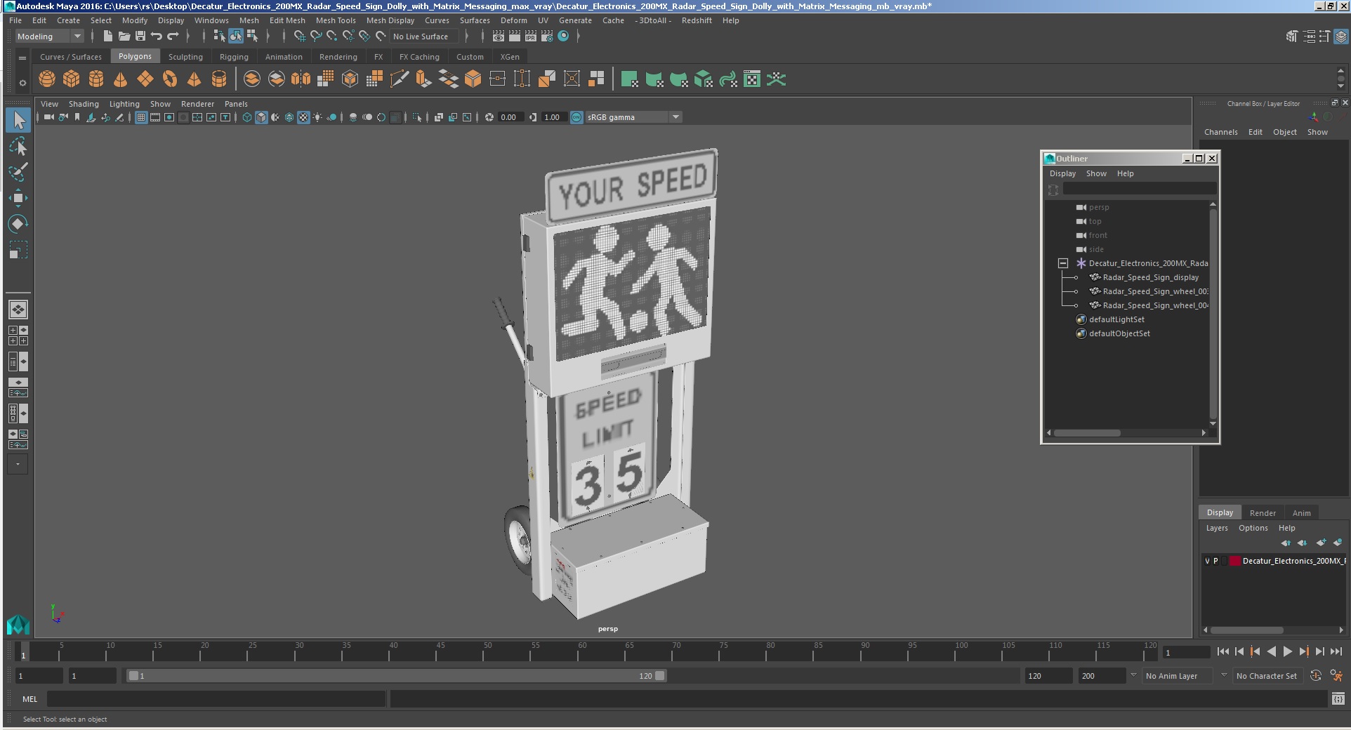 3D model Decatur Electronics 200MX Radar Speed Sign Dolly with Matrix Messaging