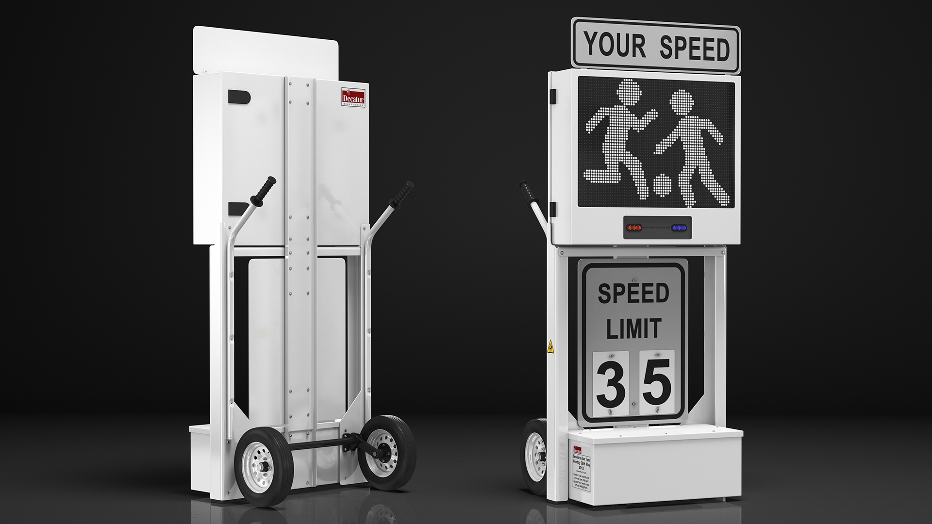 3D model Decatur Electronics 200MX Radar Speed Sign Dolly with Matrix Messaging