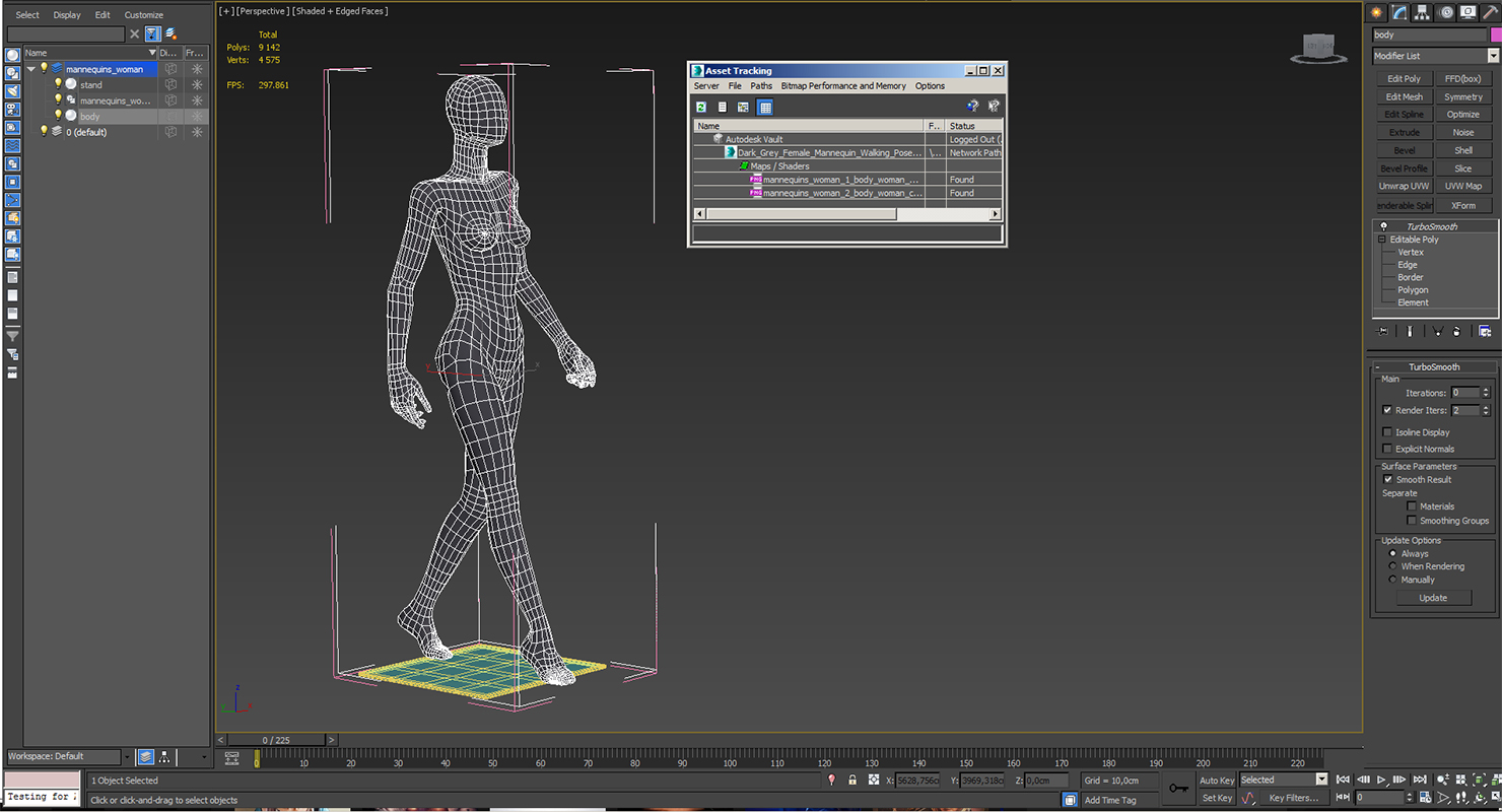 Dark Grey Female Mannequin Walking Pose 3D model