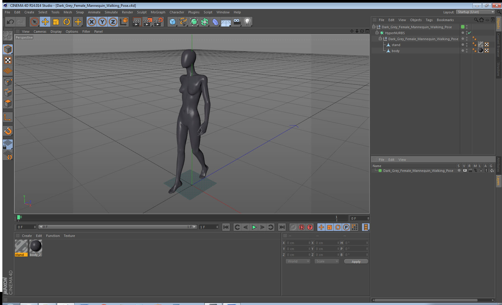 Dark Grey Female Mannequin Walking Pose 3D model