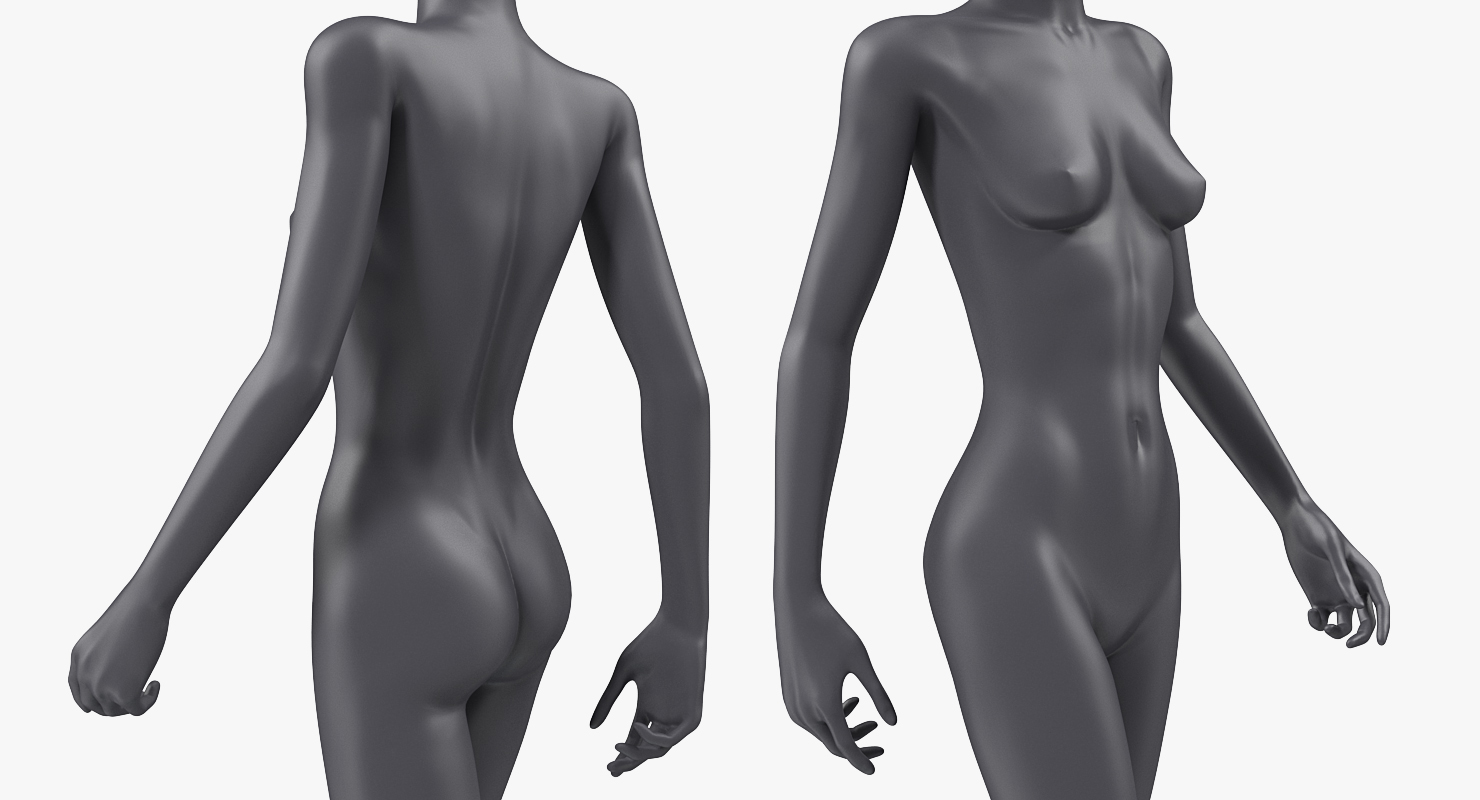 Dark Grey Female Mannequin Walking Pose 3D model