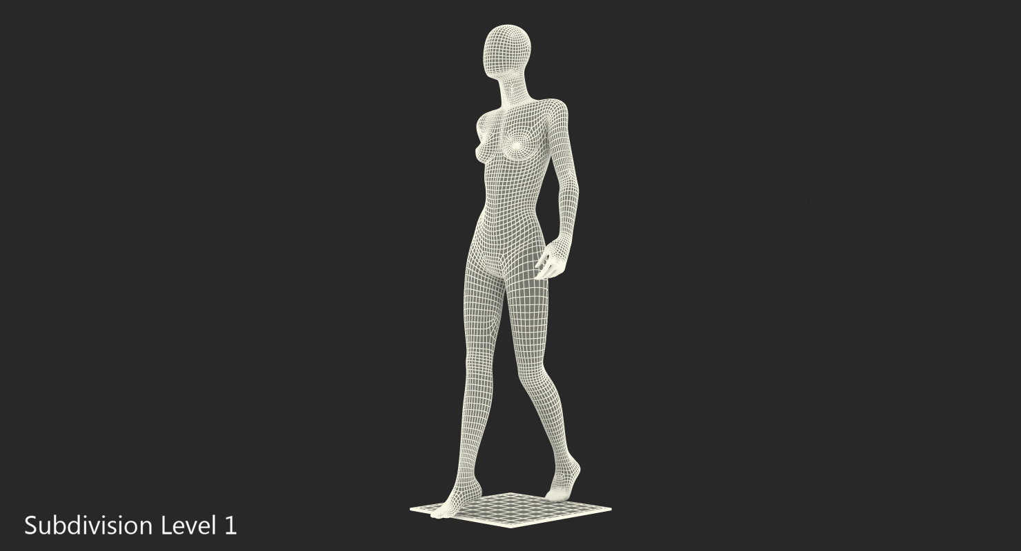 Dark Grey Female Mannequin Walking Pose 3D model