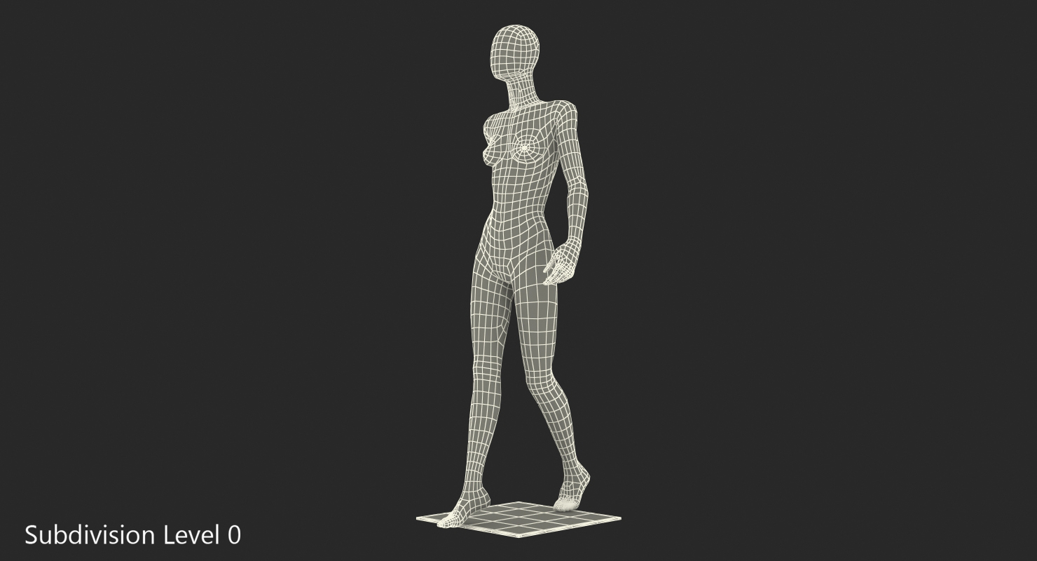 Dark Grey Female Mannequin Walking Pose 3D model