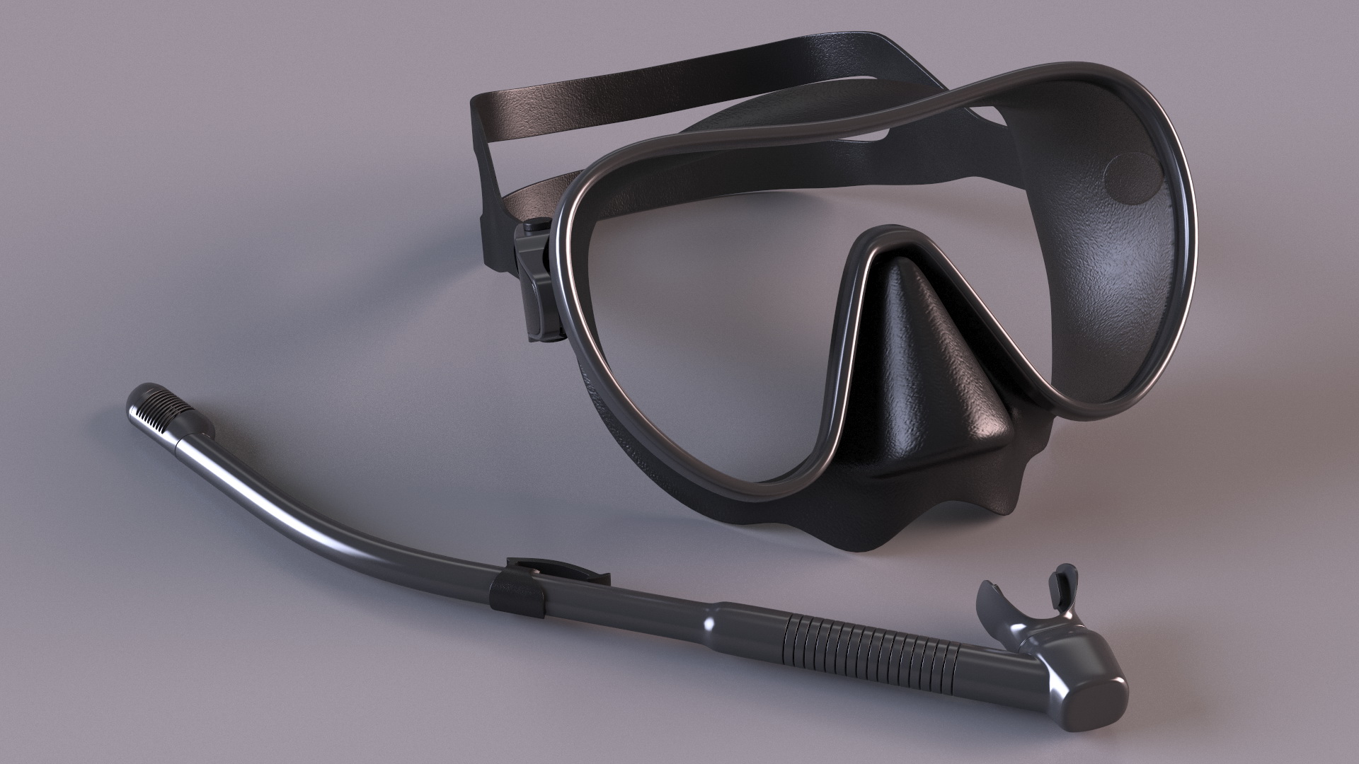 3D Scuba Goggles and Snorkeling Mask Tube model