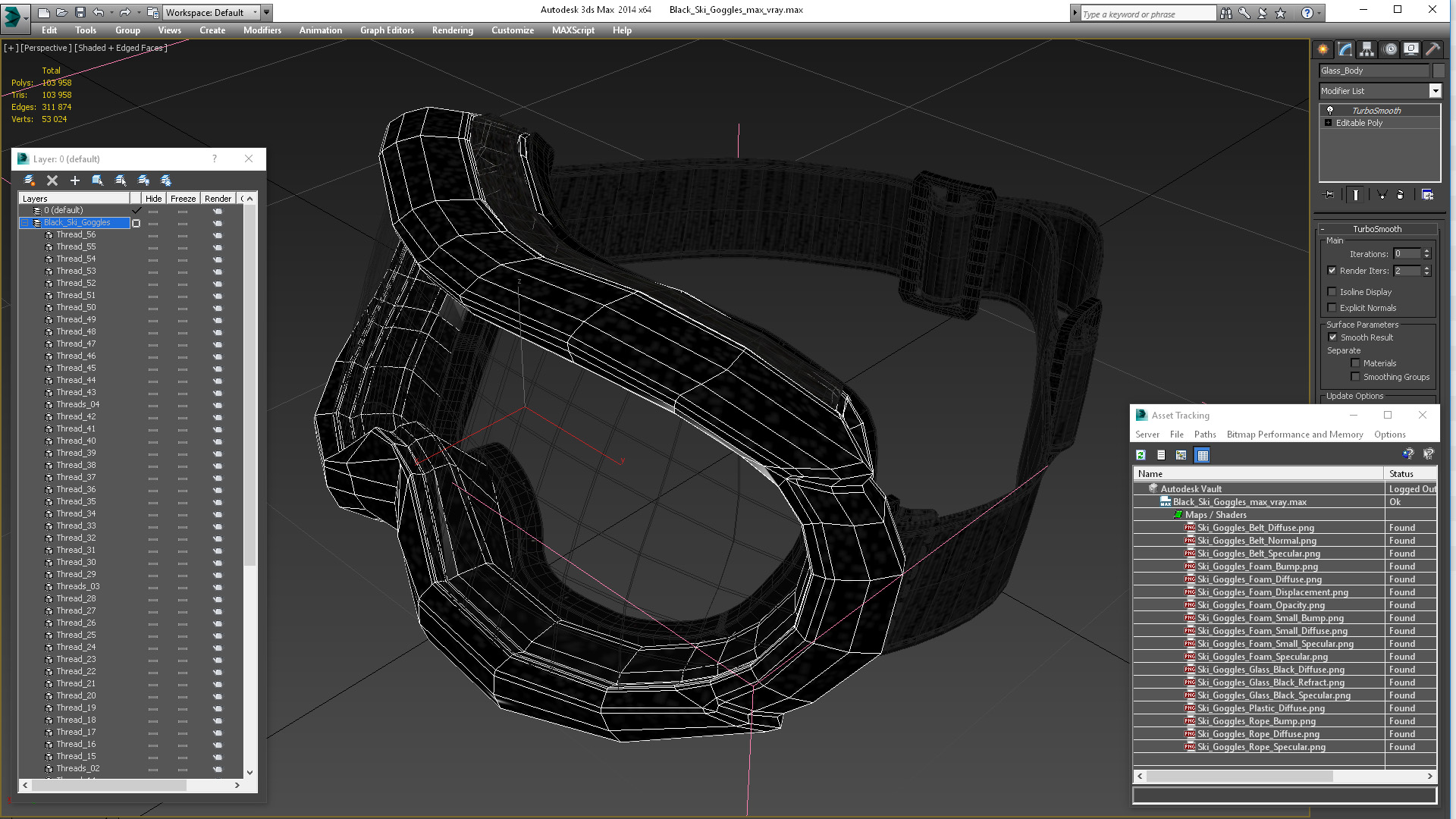 Black Ski Goggles 3D