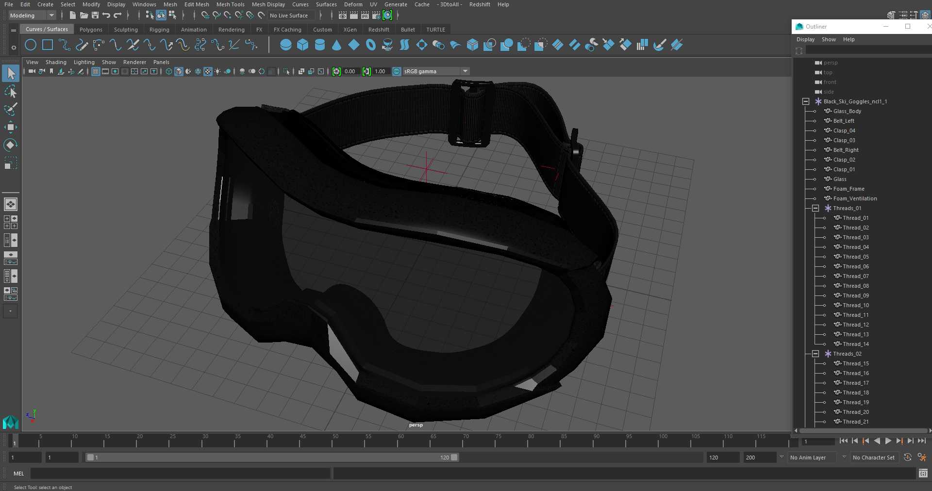 Black Ski Goggles 3D