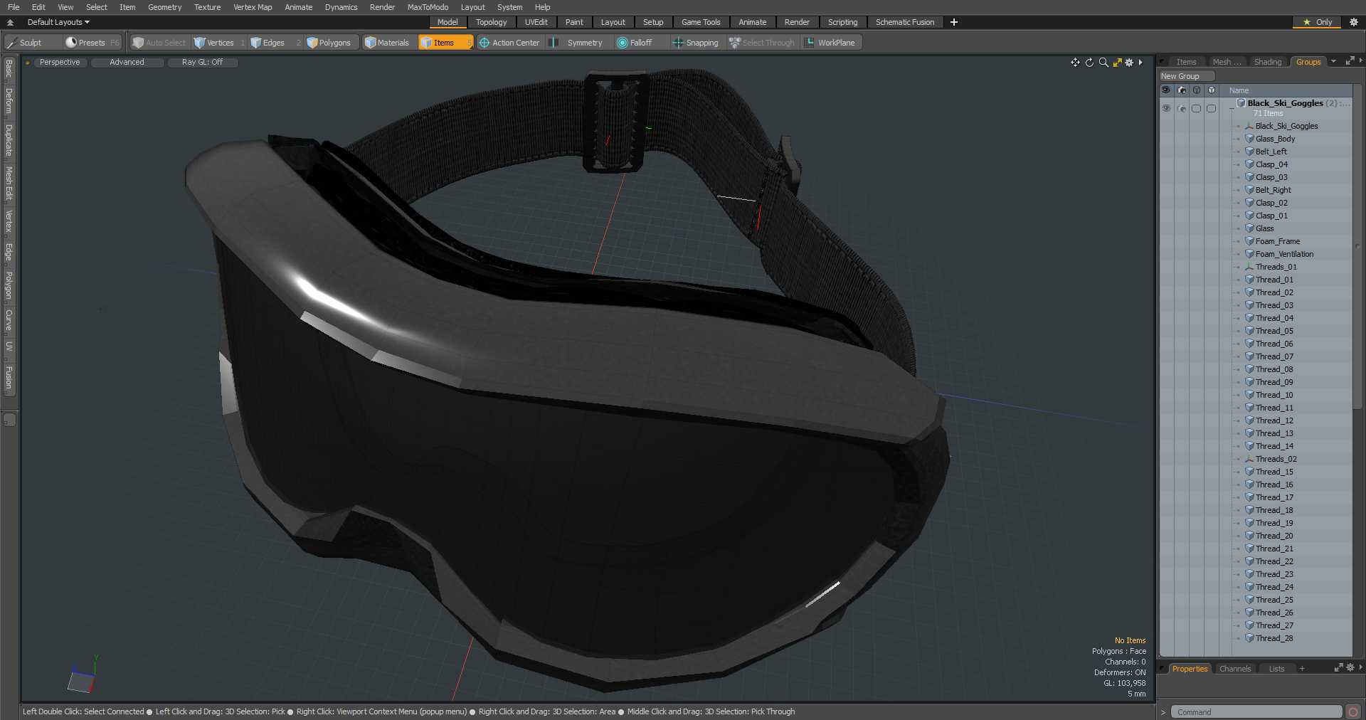 Black Ski Goggles 3D
