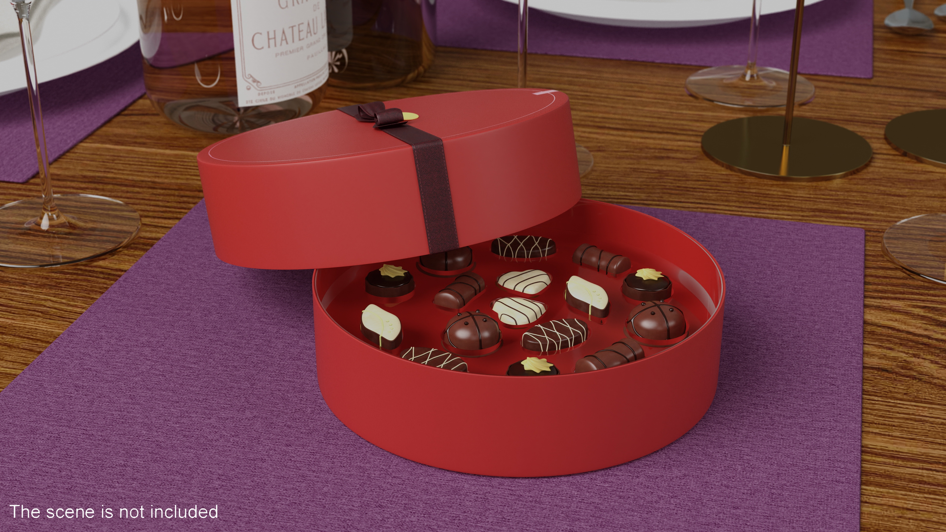 Box with Luxury Chocolate Red 3D model