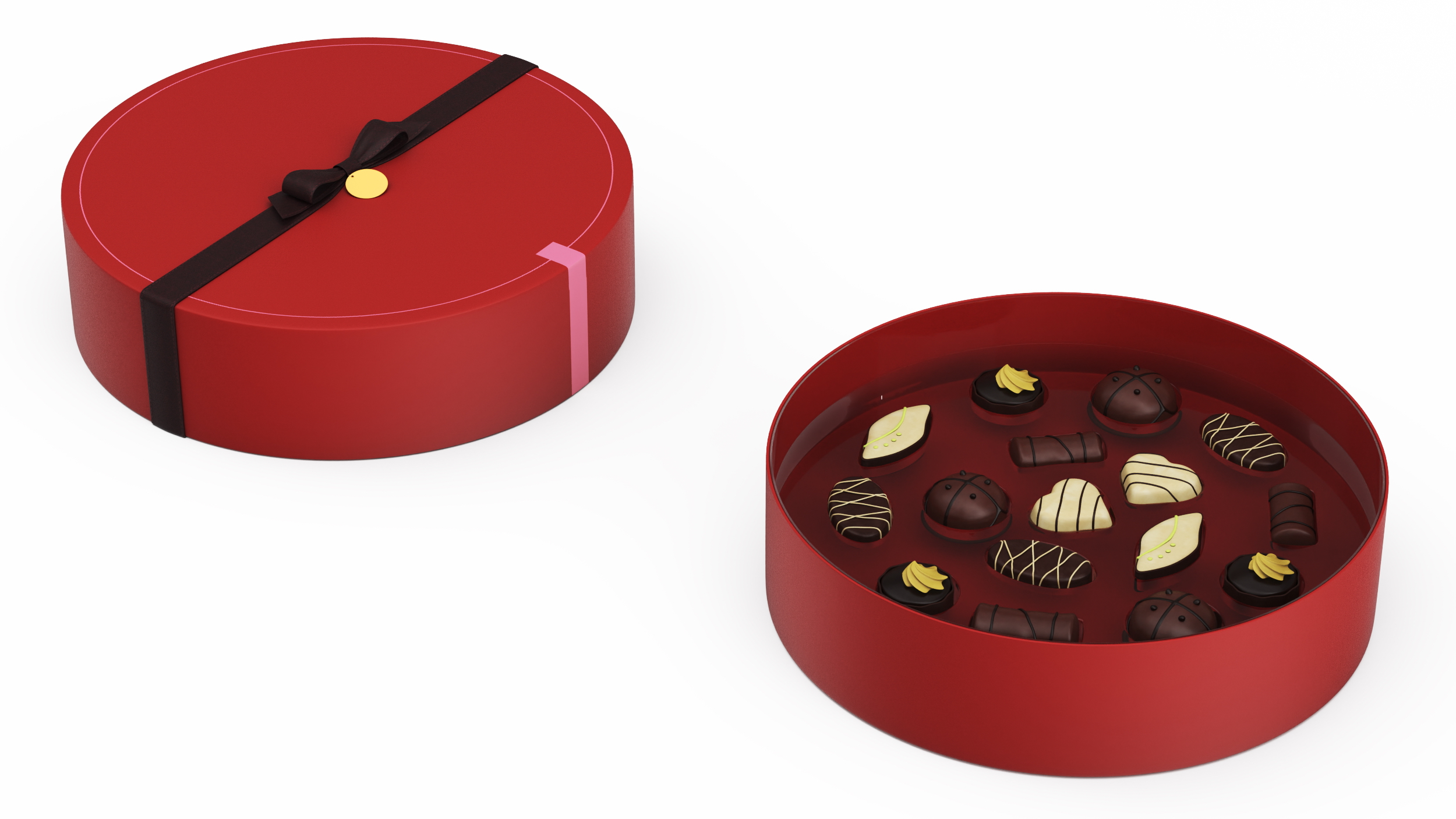 Box with Luxury Chocolate Red 3D model