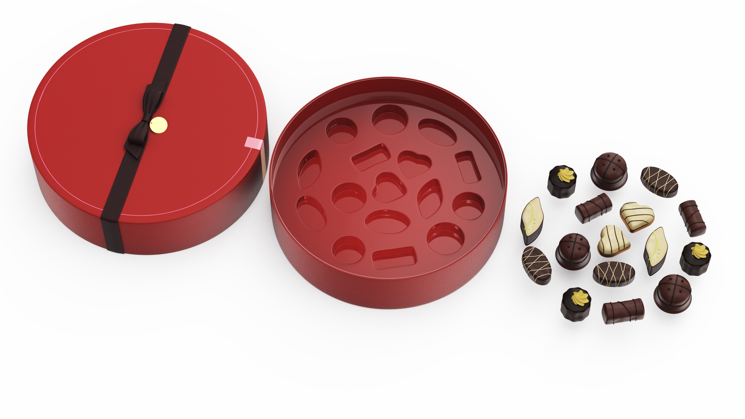 Box with Luxury Chocolate Red 3D model