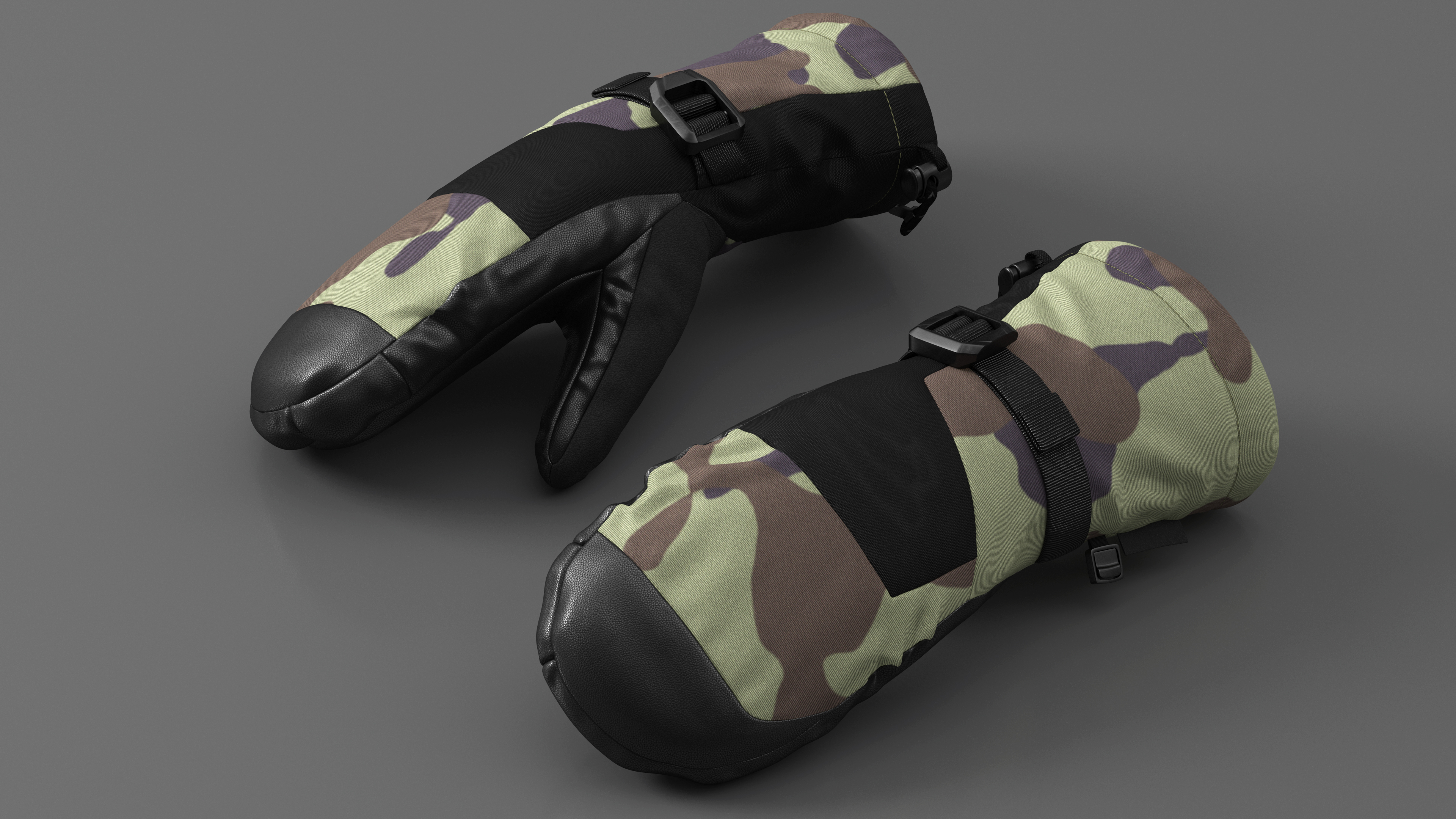 3D model Snow Skiing Mens Waterproof Mittens Camo