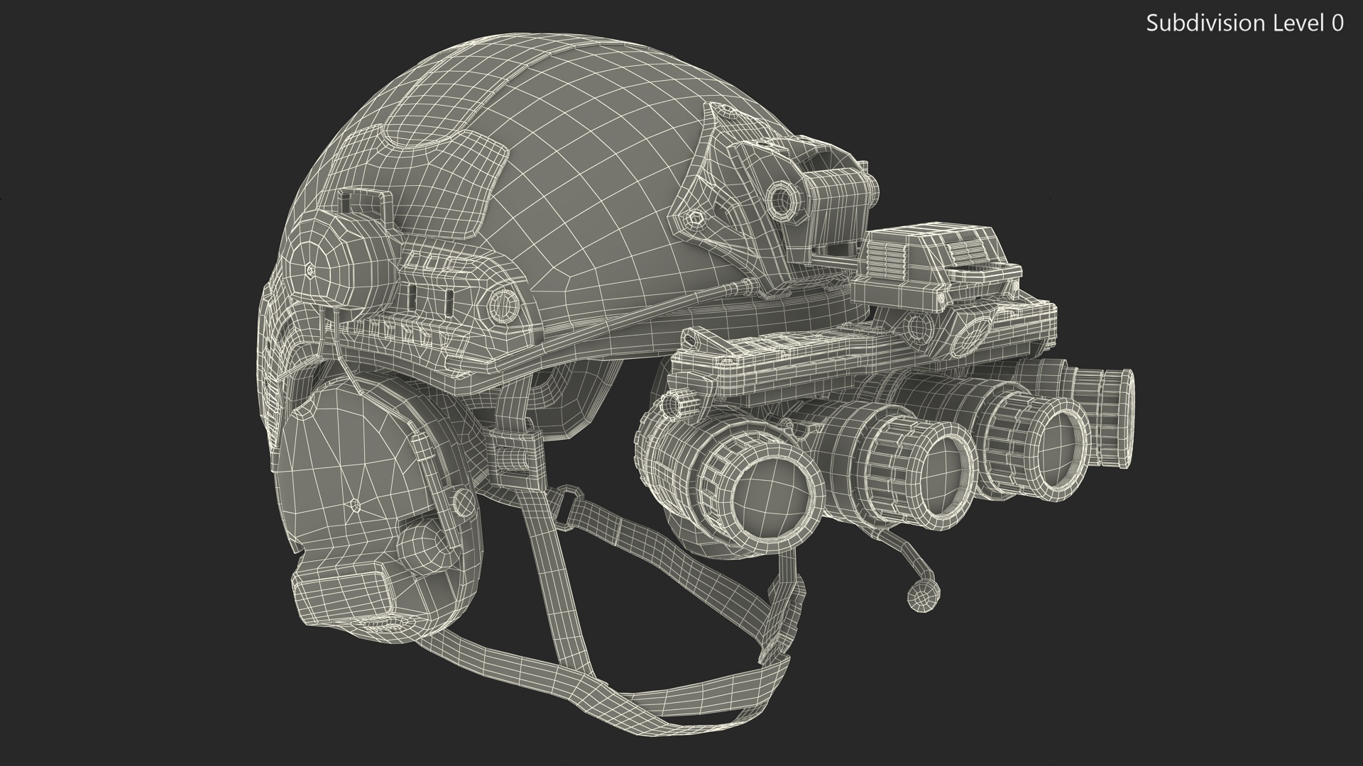 3D Helmet with Night Vision Goggles Green Camo model