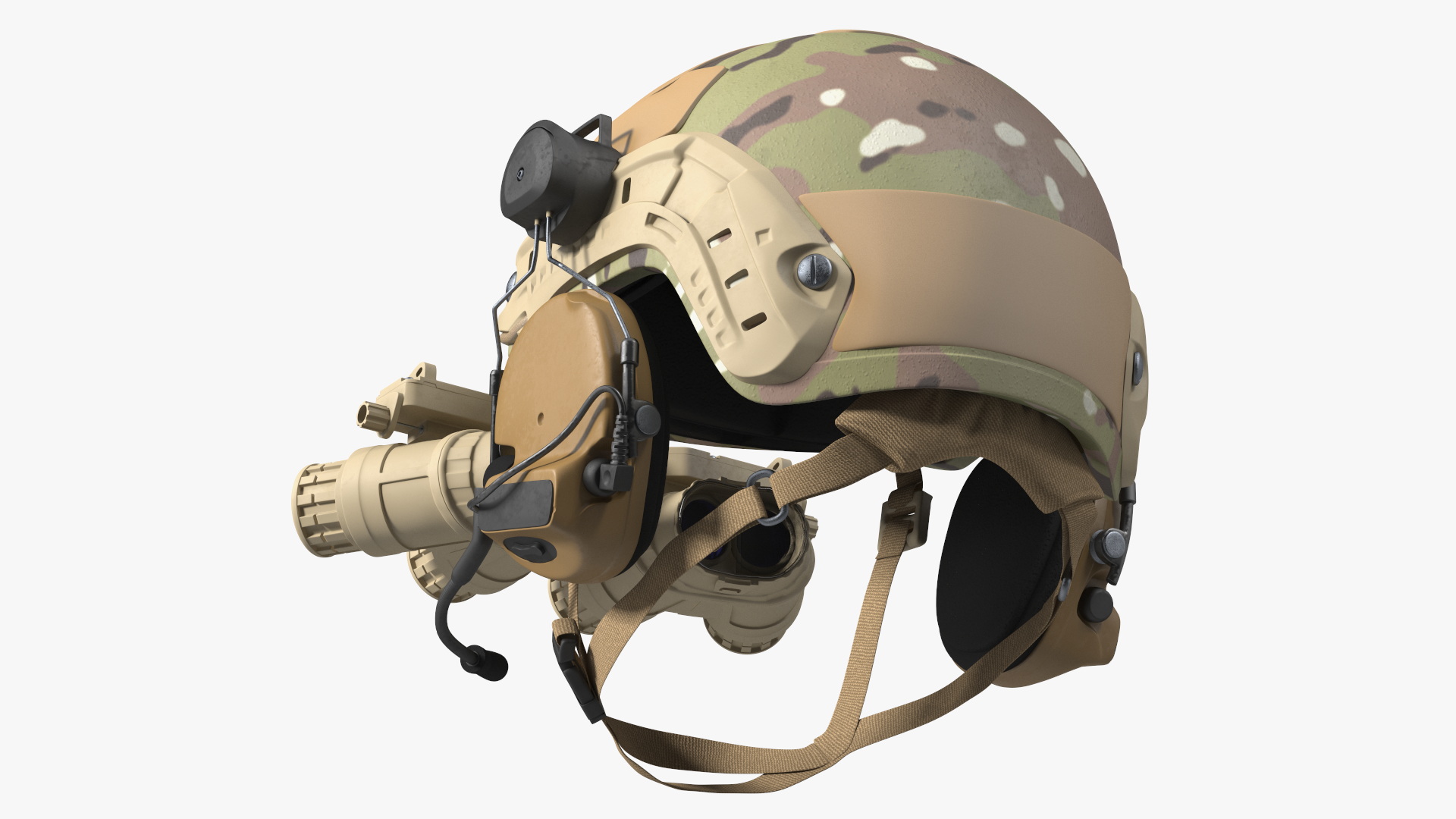 3D Helmet with Night Vision Goggles Green Camo model
