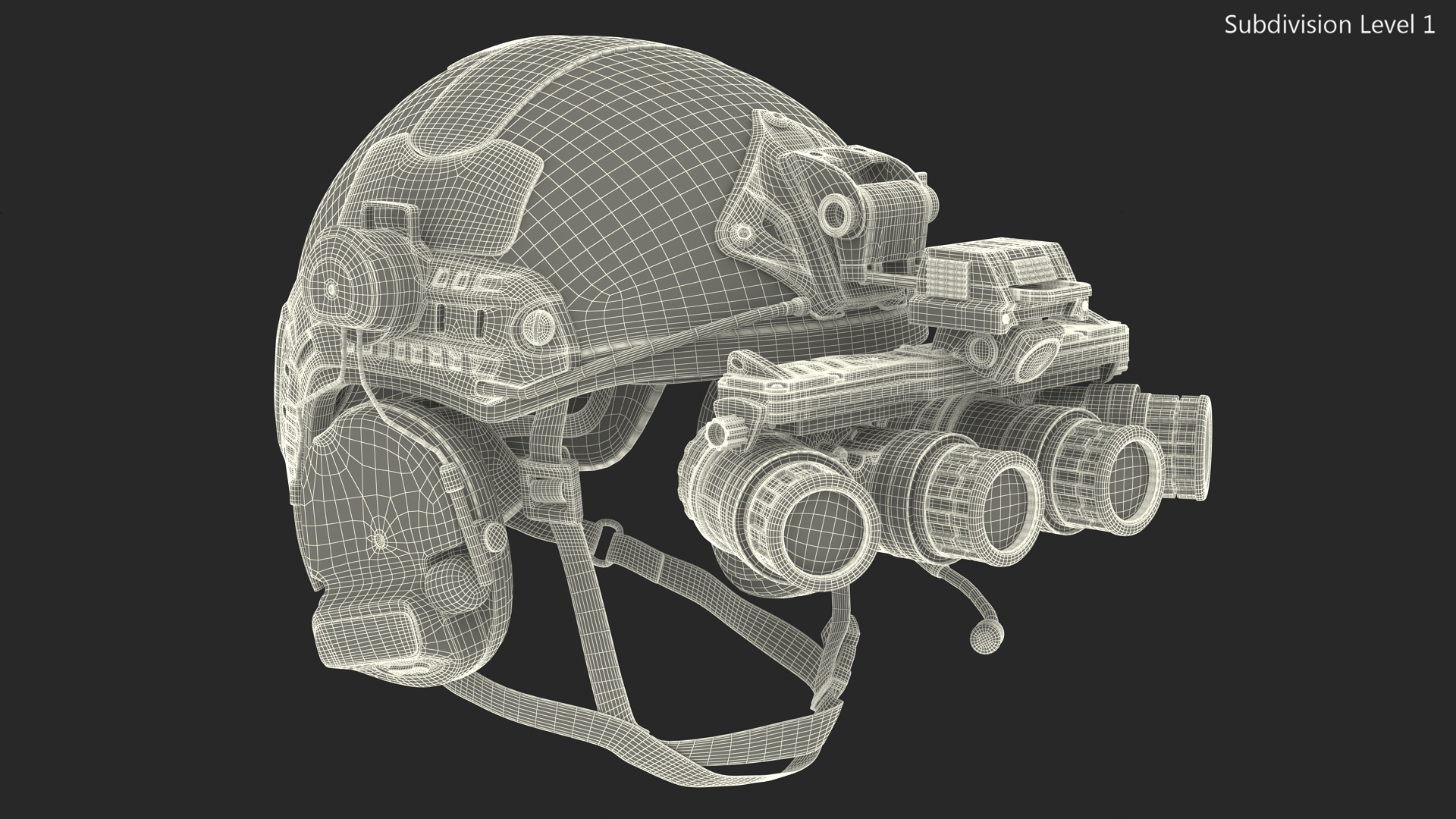 3D Helmet with Night Vision Goggles Green Camo model
