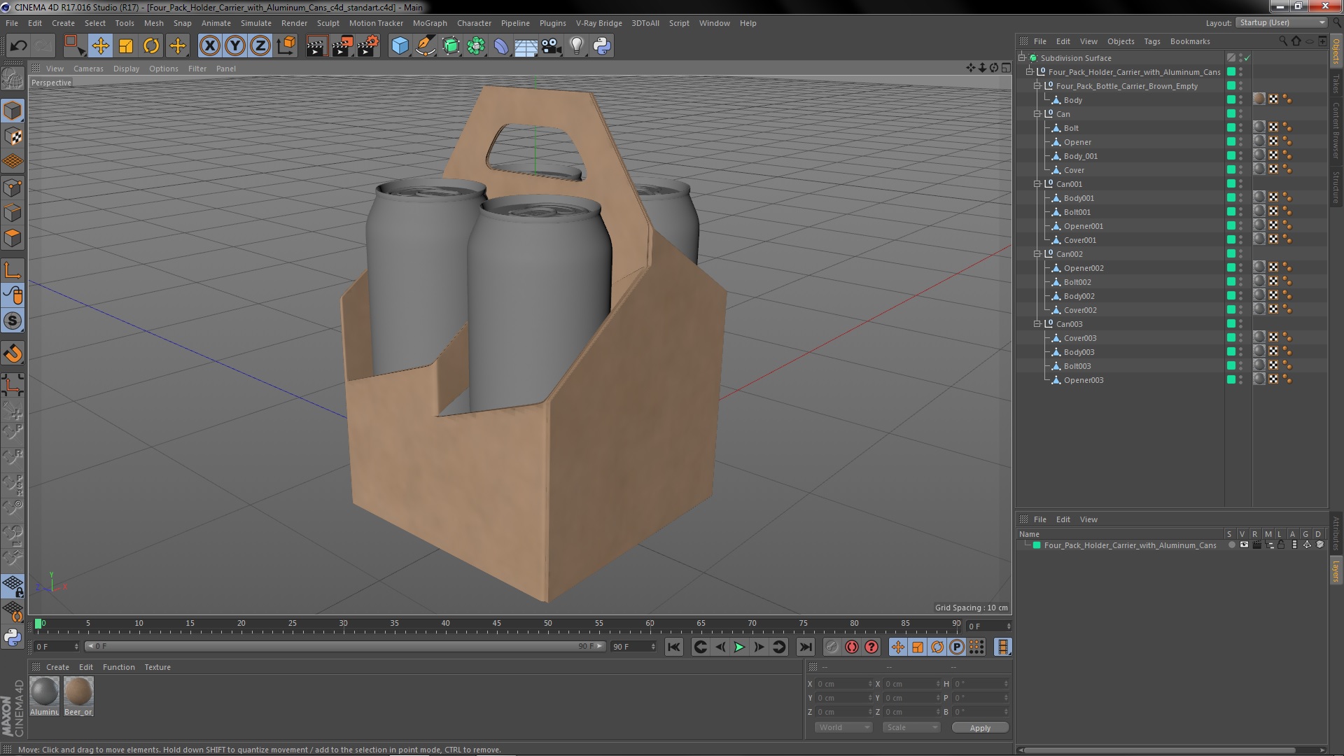 3D Four Pack Holder Carrier with Aluminum Cans model