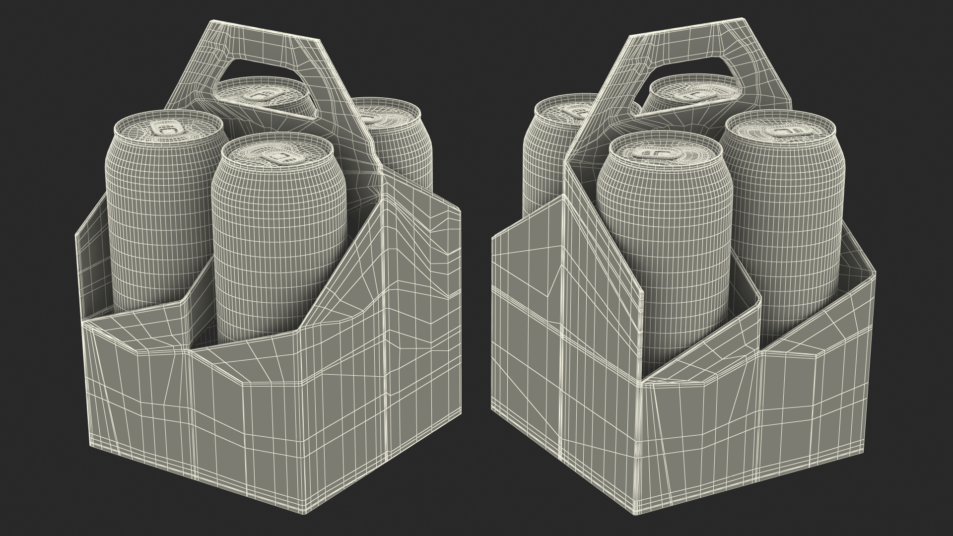 3D Four Pack Holder Carrier with Aluminum Cans model