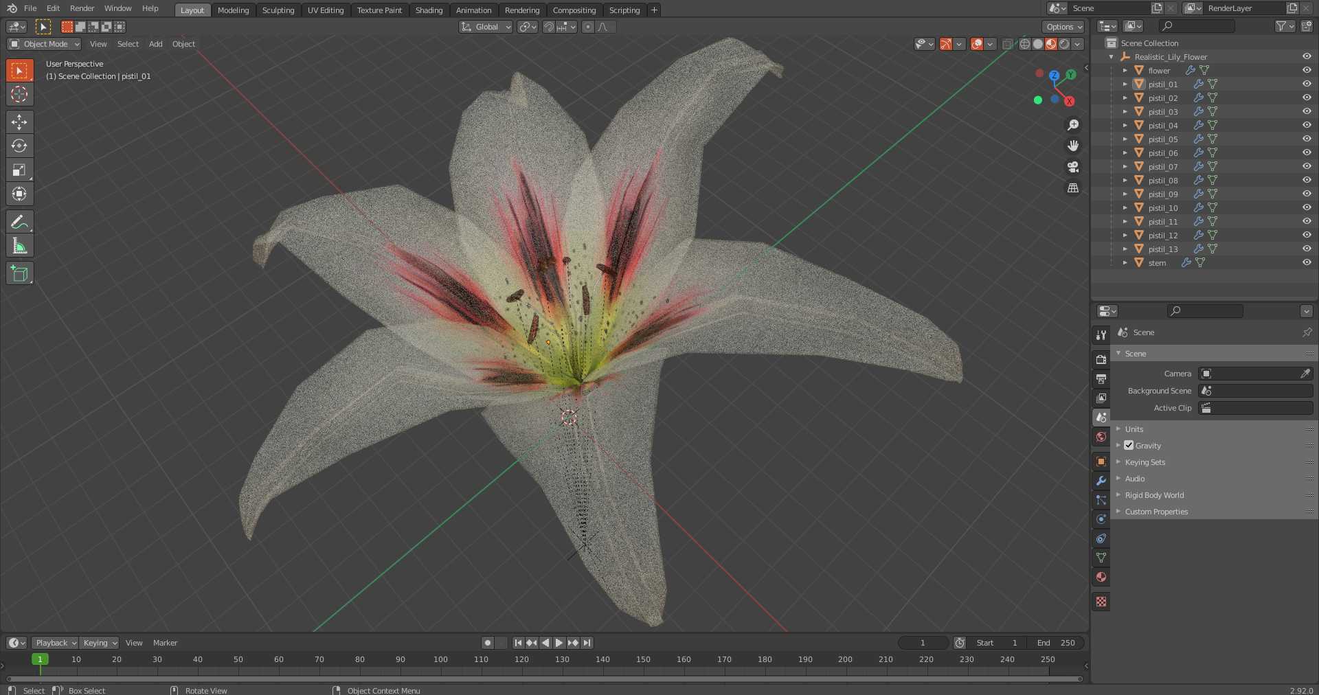 3D Realistic Lily Flower